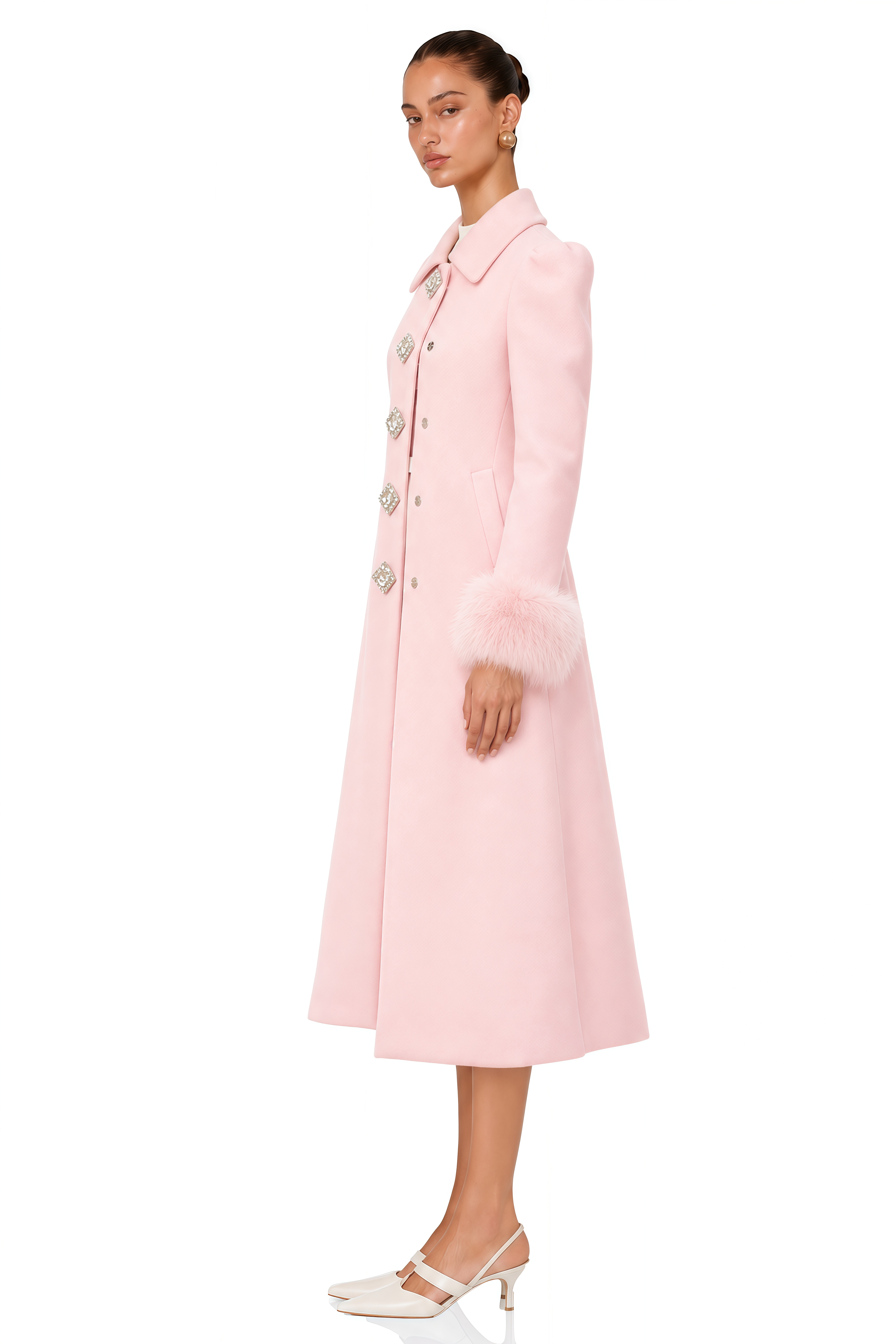 Louisette Pink Faux-Fur Overcoat