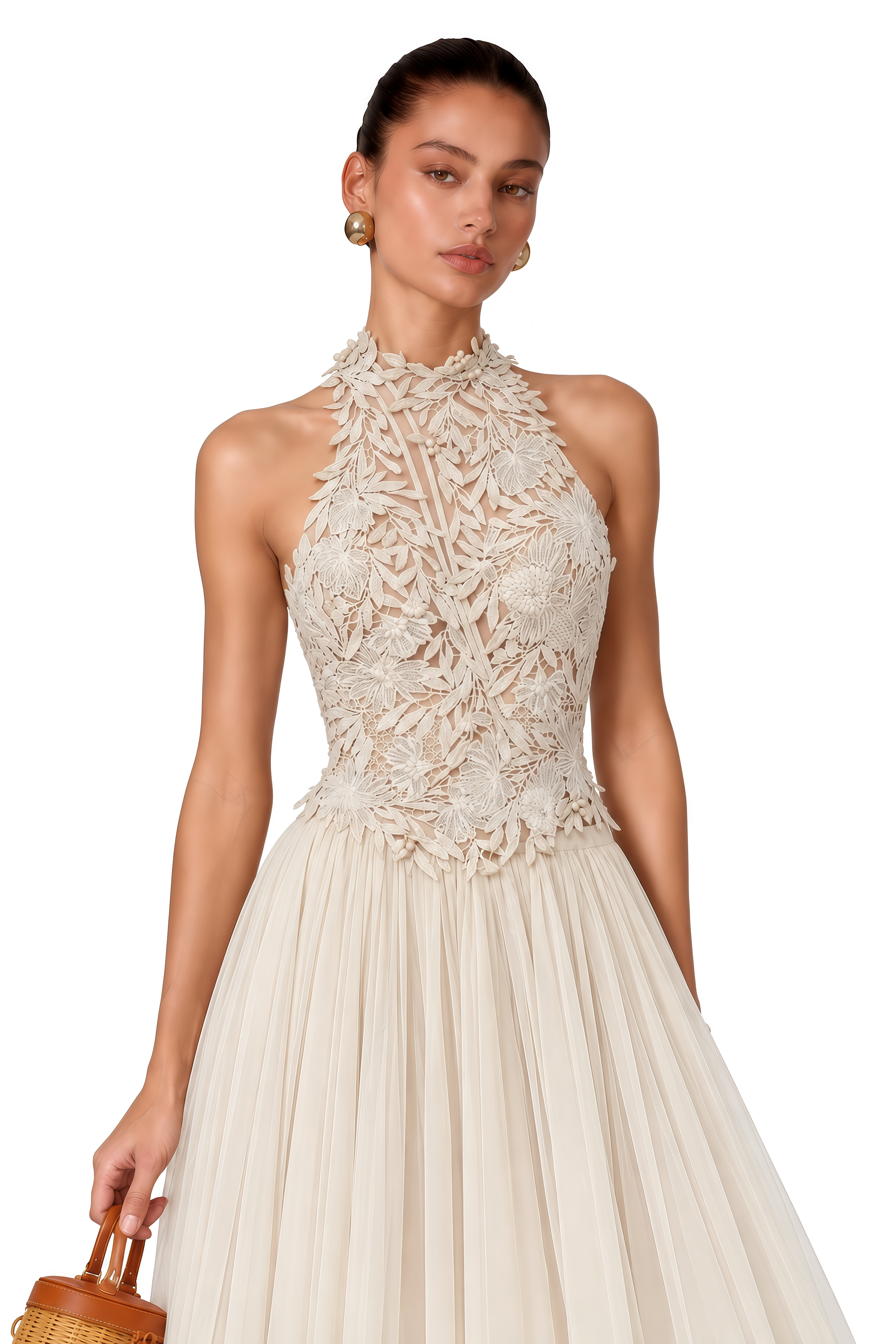 Nevaeh Cream Floral Crochet Top & Tiered Skirt Set