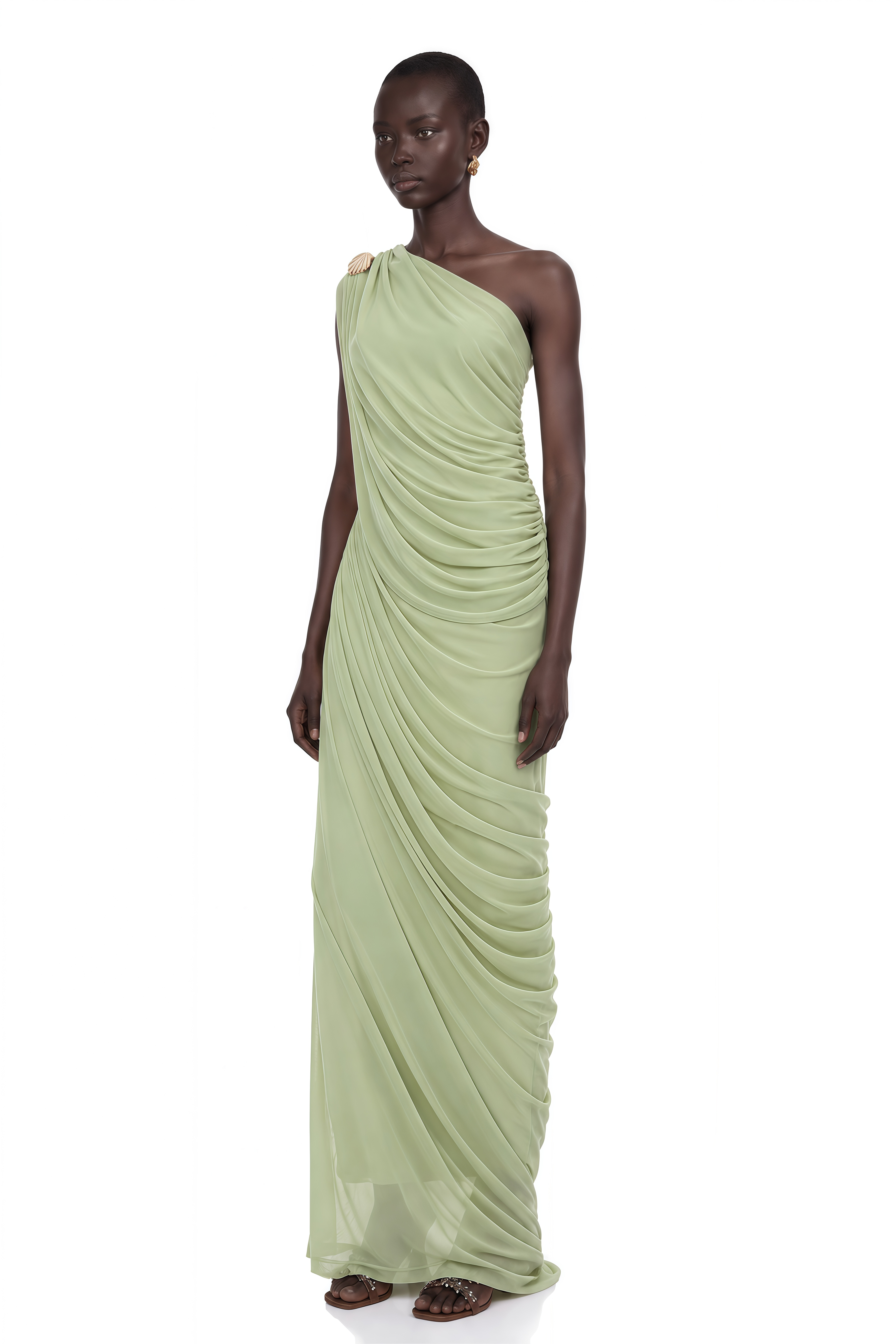 Branwen Green One Shoulder Top & Skirt Set