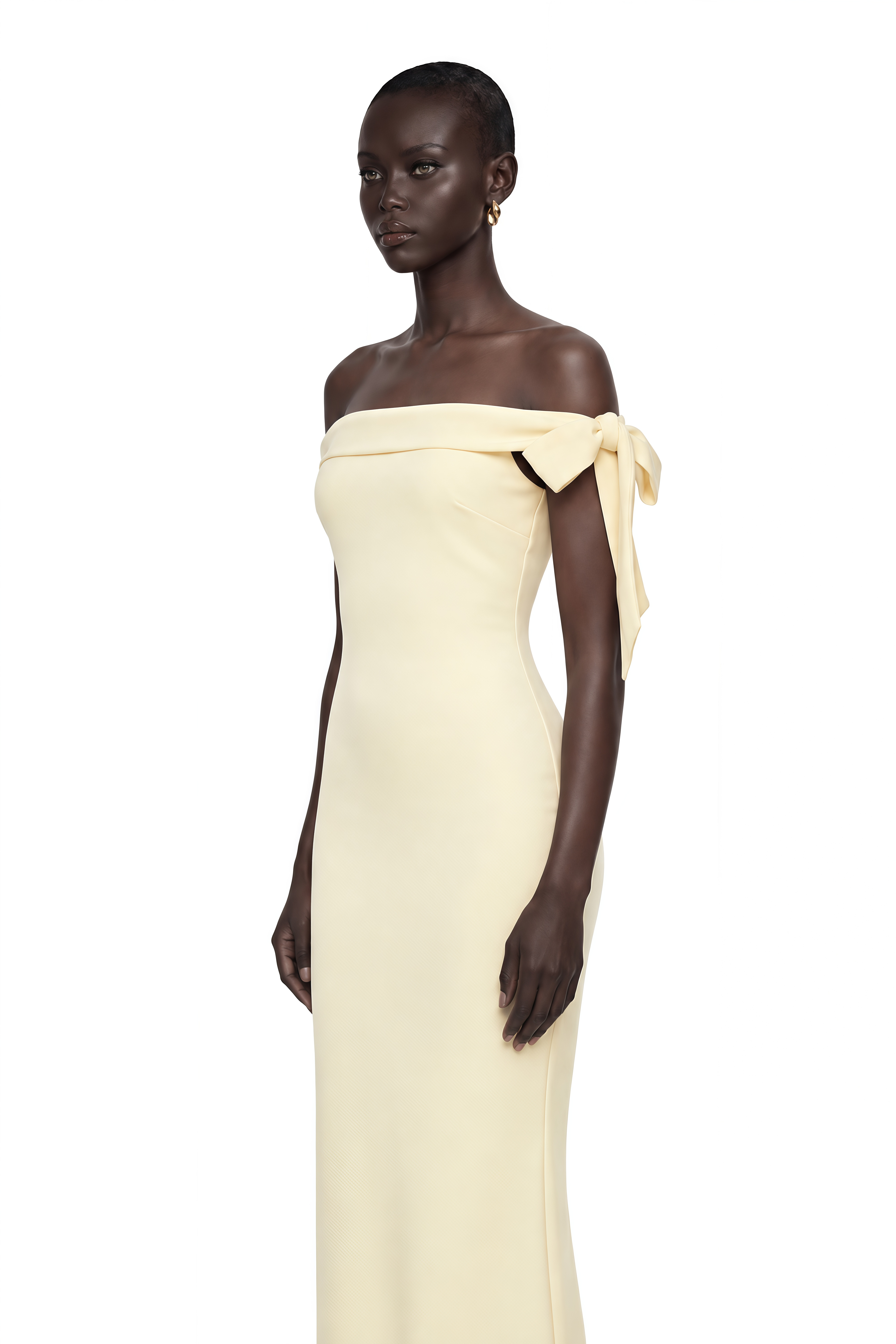 Kore Yellow Off Shoulder Maxi Dress with Bow