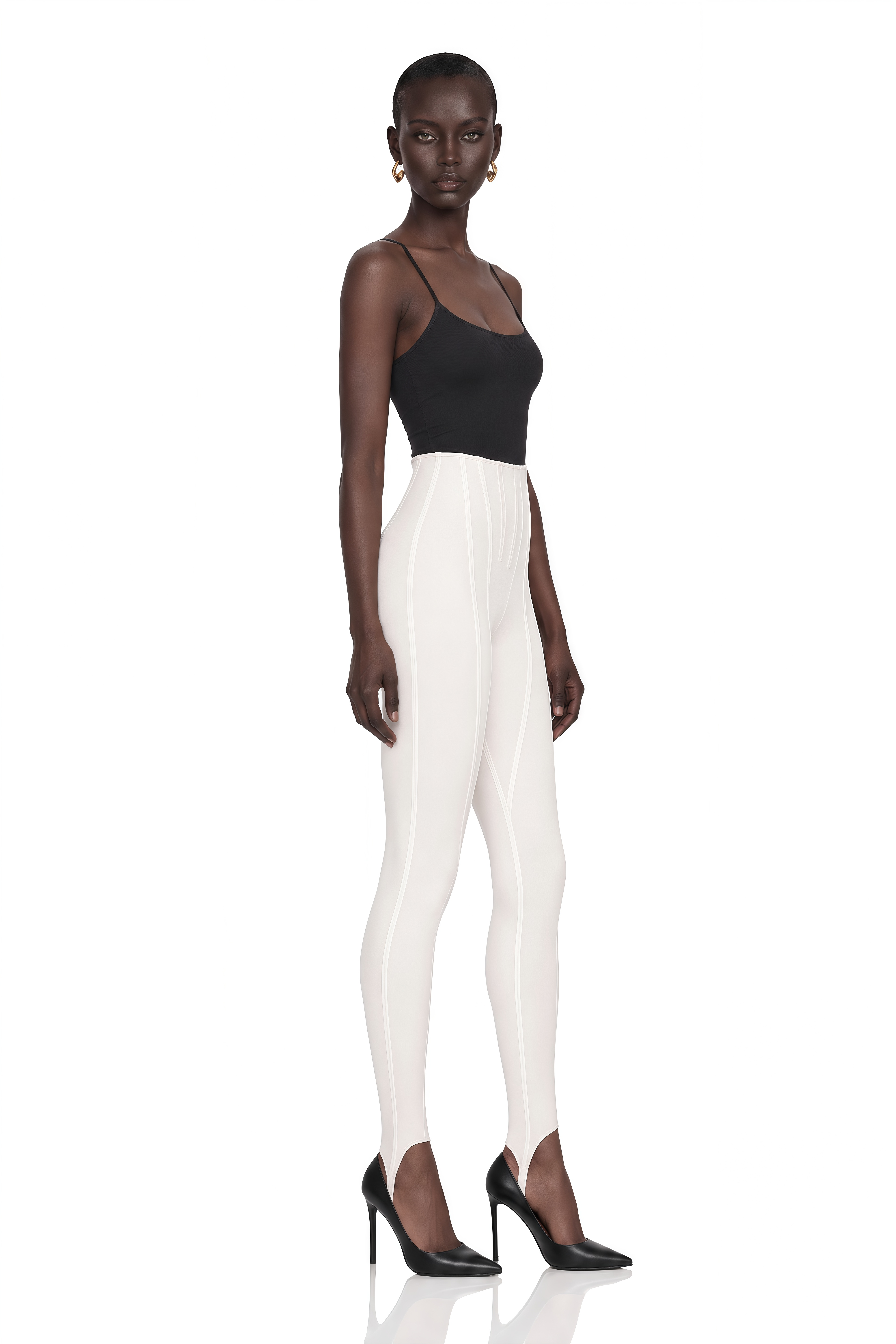 Cordelia White Decorative Stitching Leggings