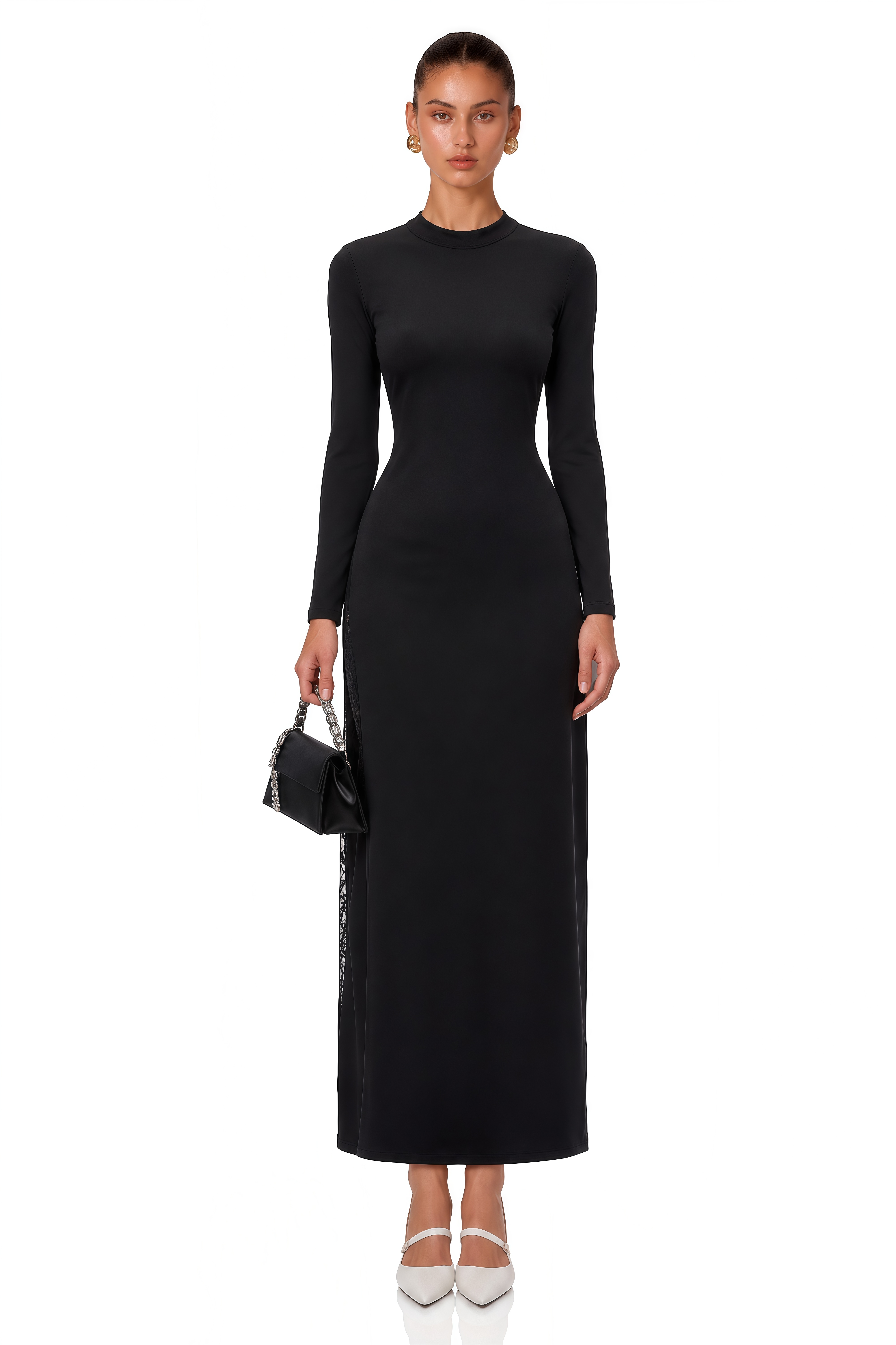 Fernande Black Floral Lace Maxi Dress