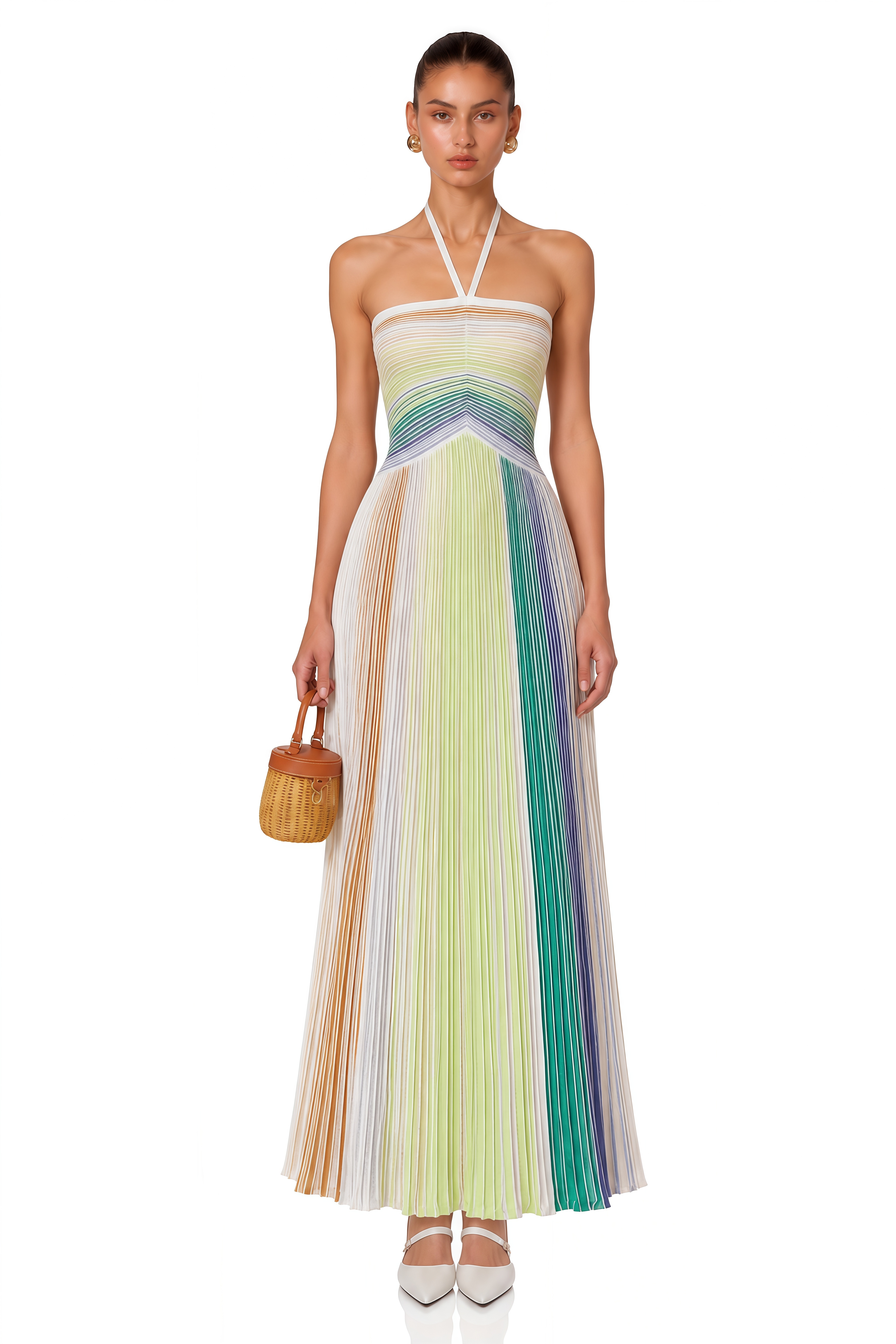 Serelith Metallic Knit Backless Maxi Dress