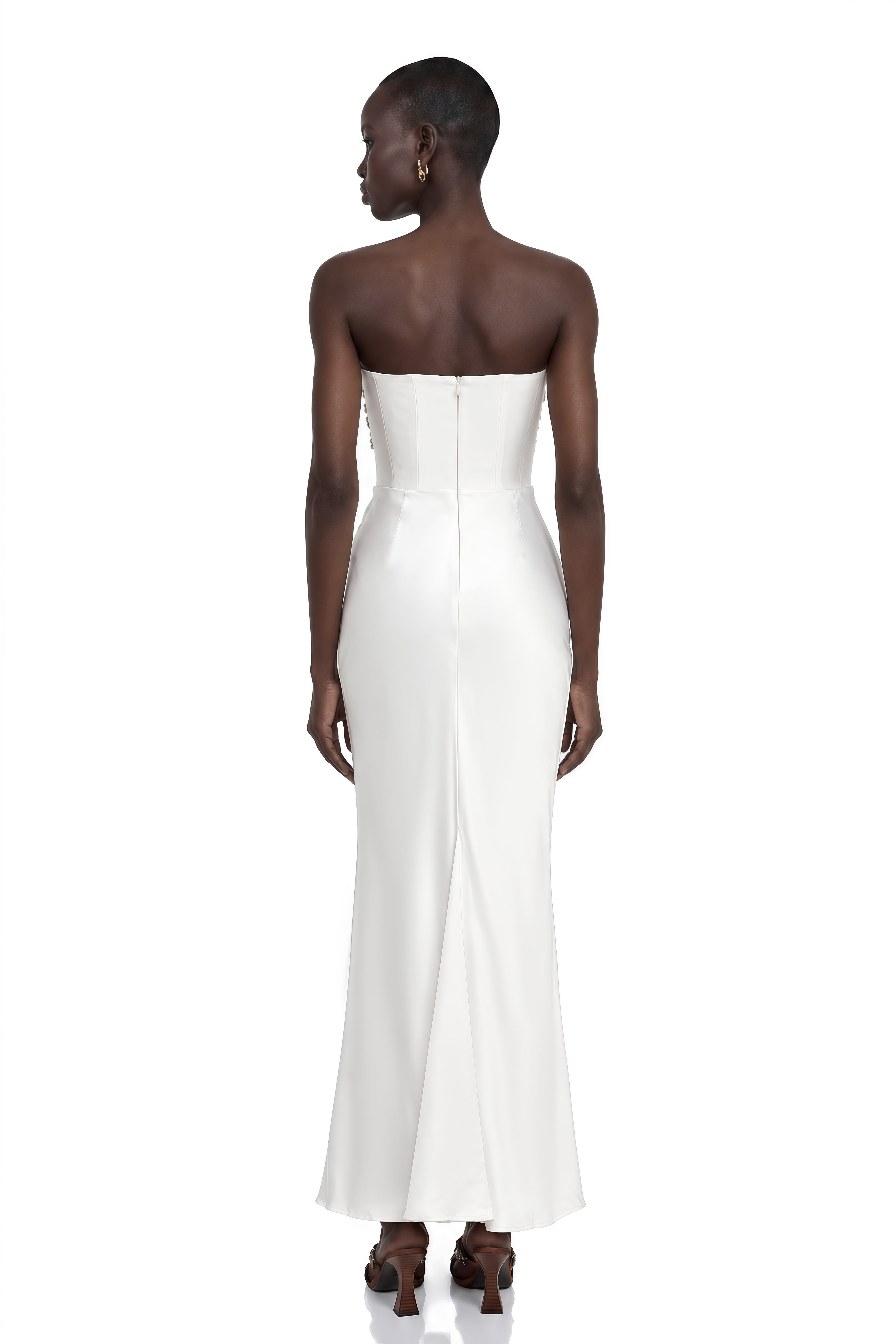 Aurore White Crystal Embellished Maxi Dress