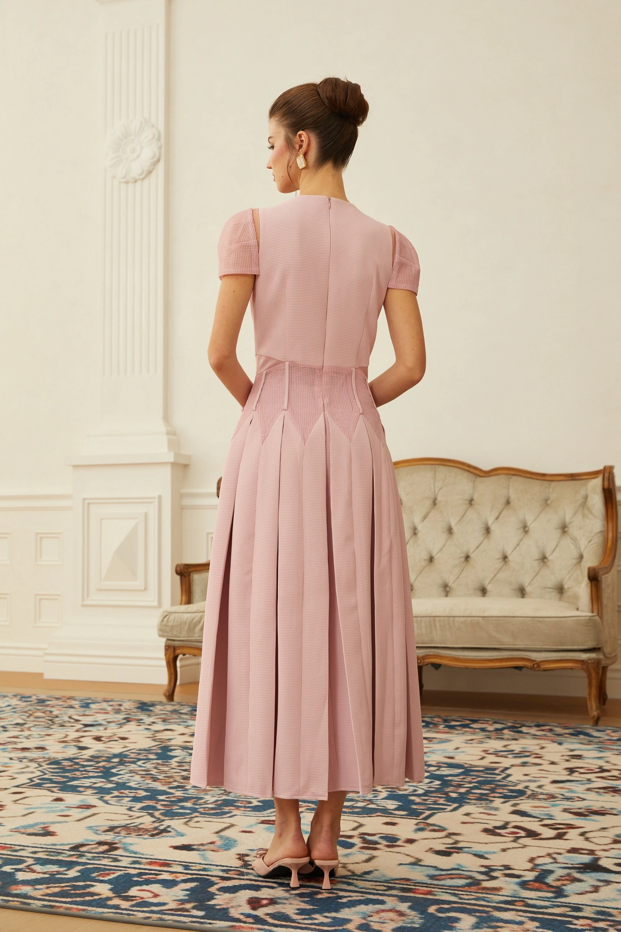 Pink Flower Embroidered Maxi Dress