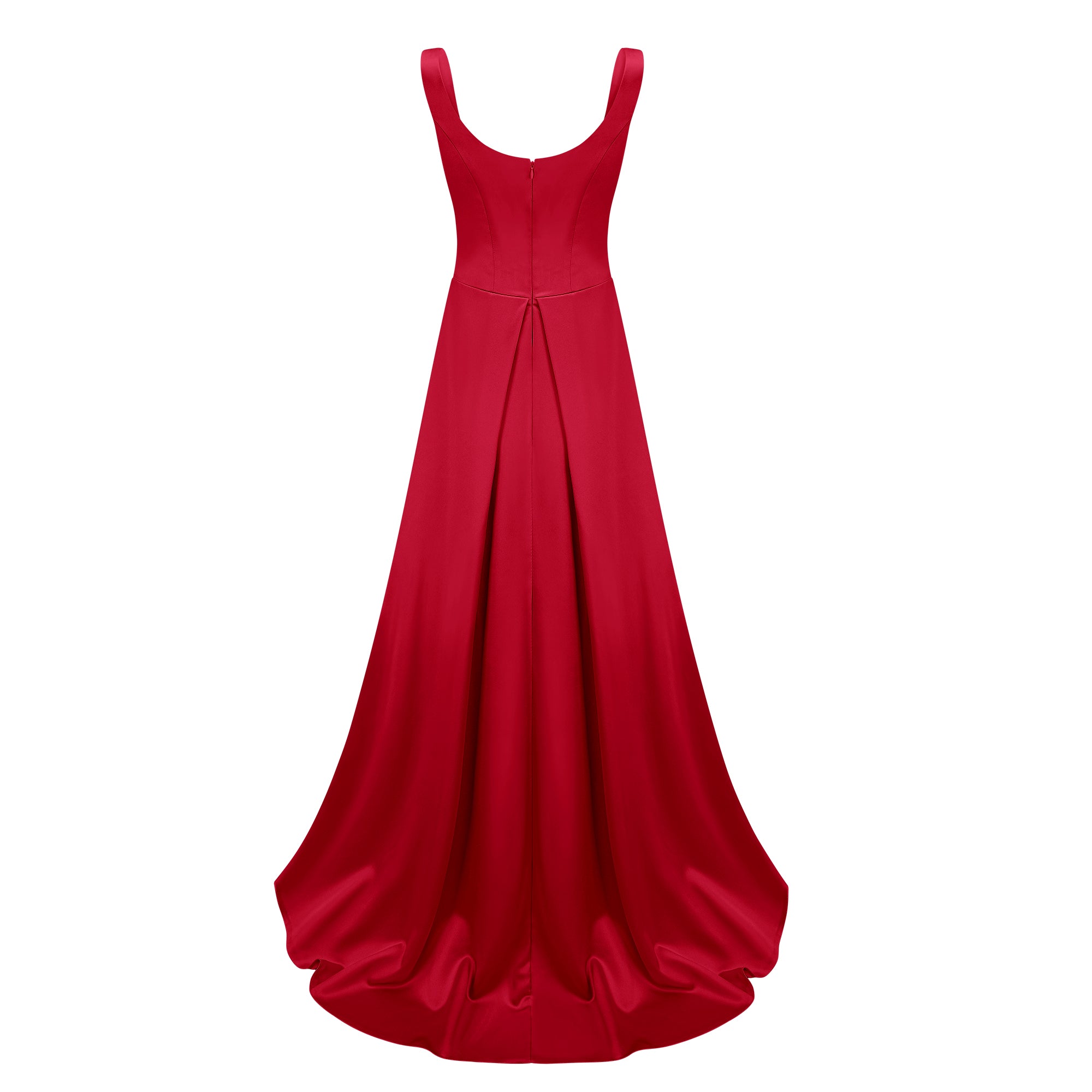 Fiona Red Satin Square Neck Maxi Dress