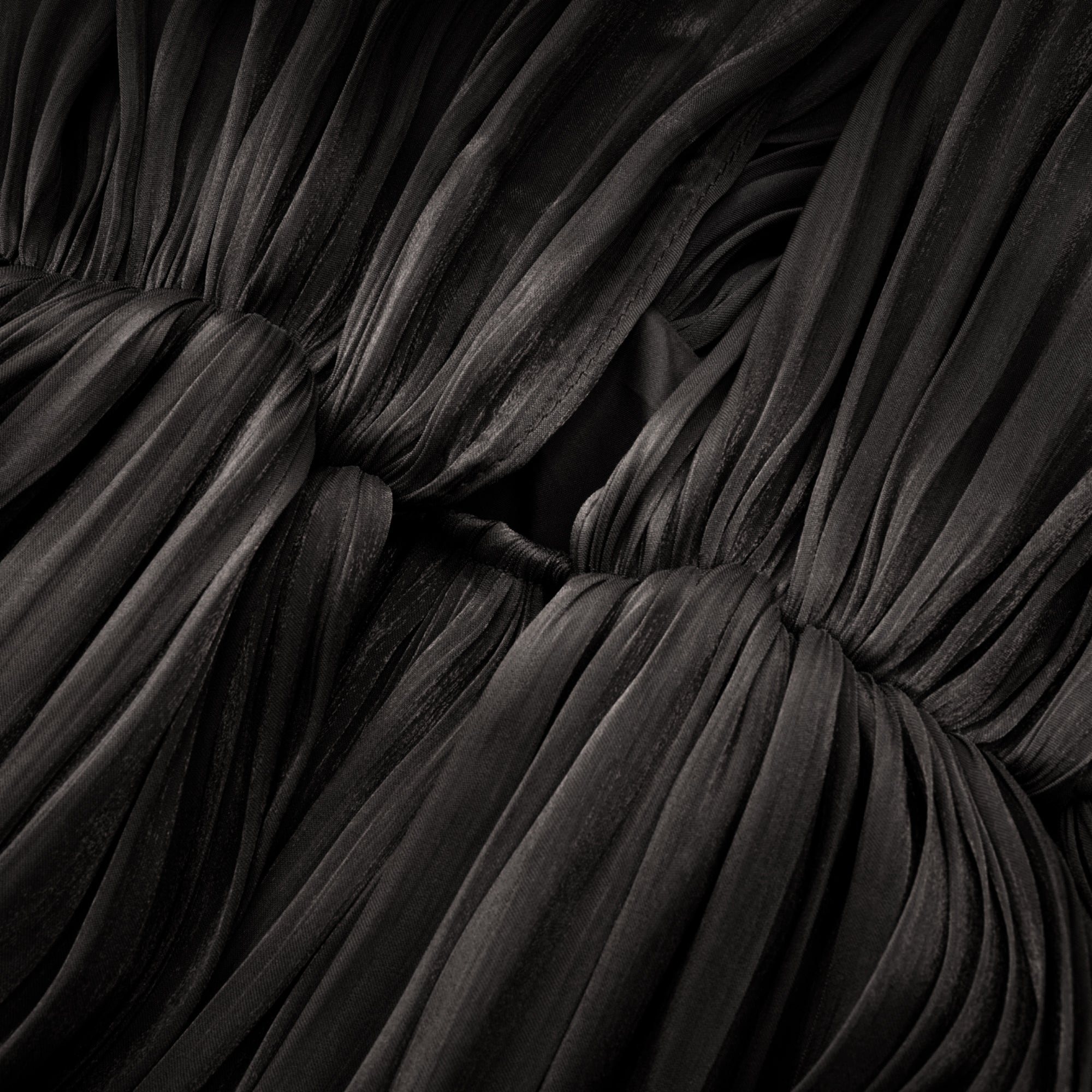 Mila Pleated Satin Maxi Dress in Black