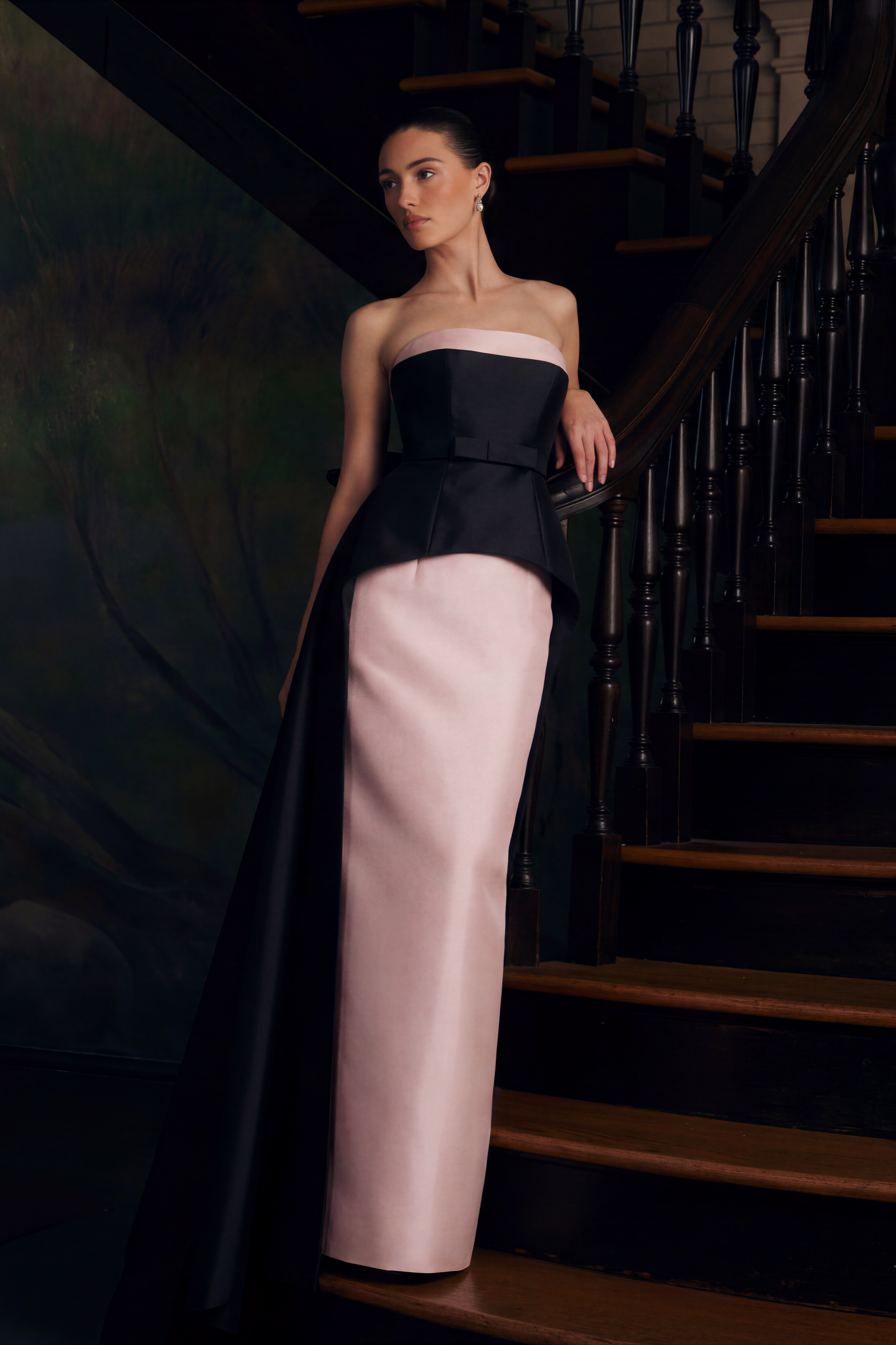 Felismina Pink Color Block Satin Maxi Dress Set