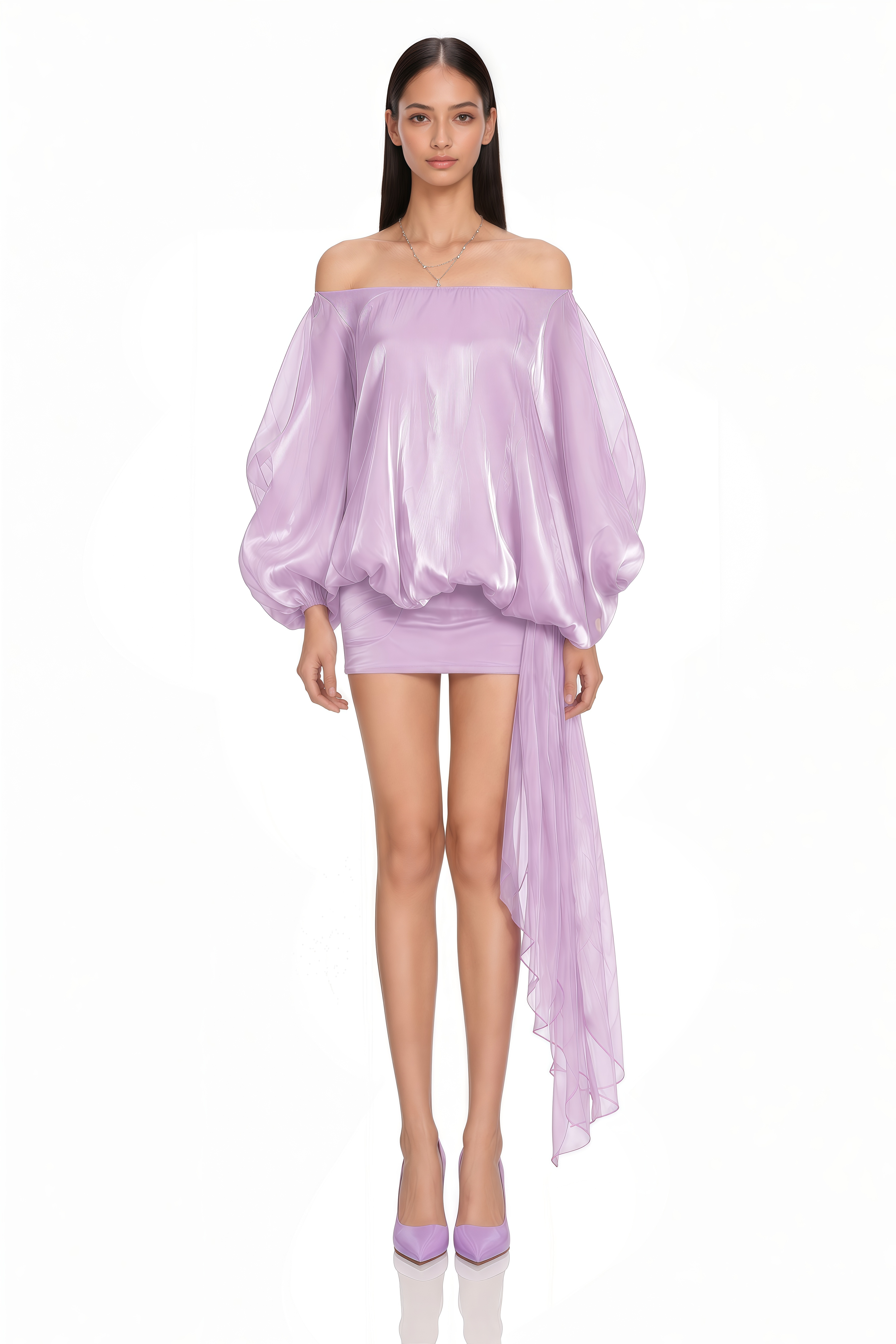 Stella Purple Off Shoulder Asymmetrical Mini Dress