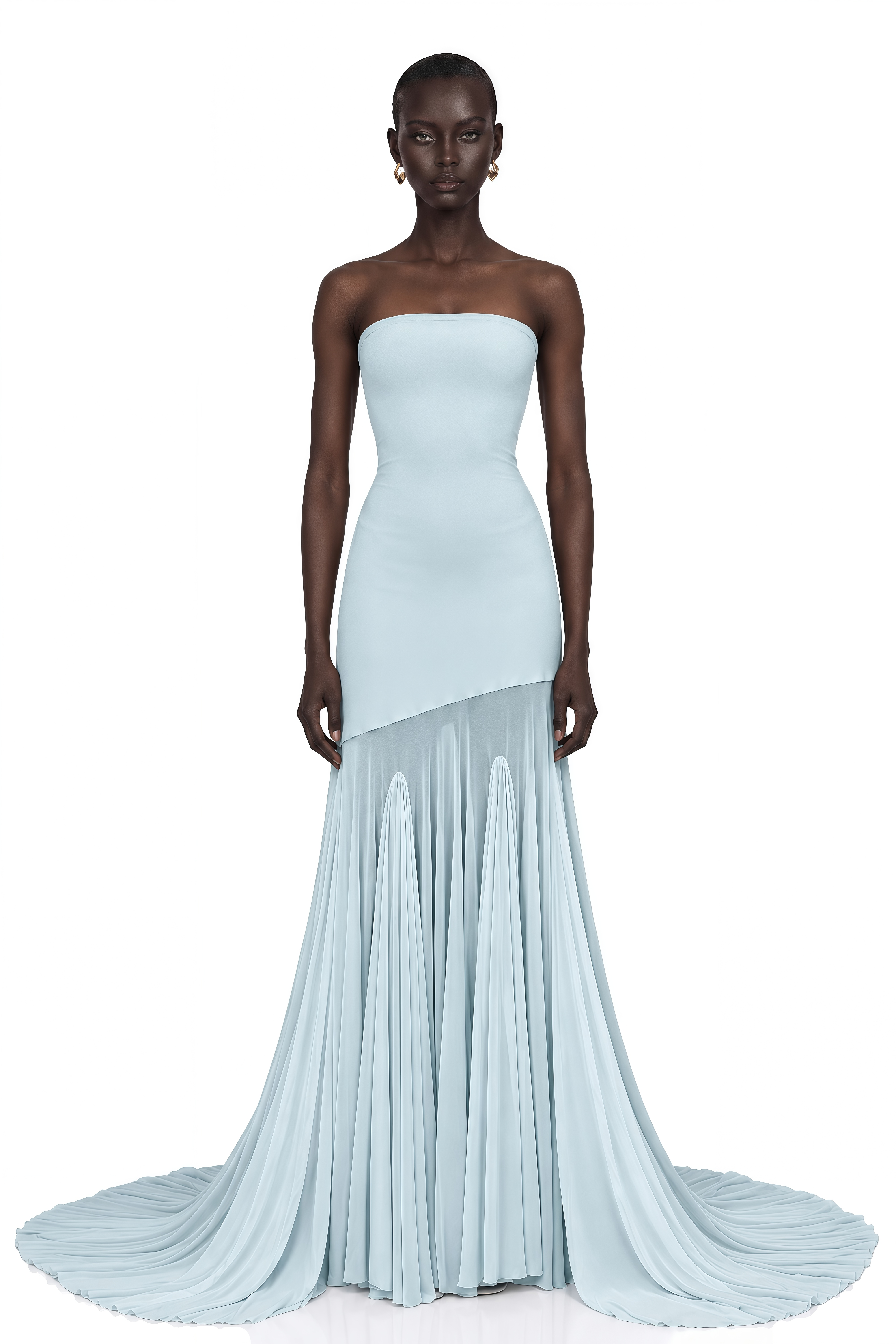 miss rosierロングドレス Josiane Blue Off-shoulder Sheer Tulle Maxi Dress – Miss Rosier
