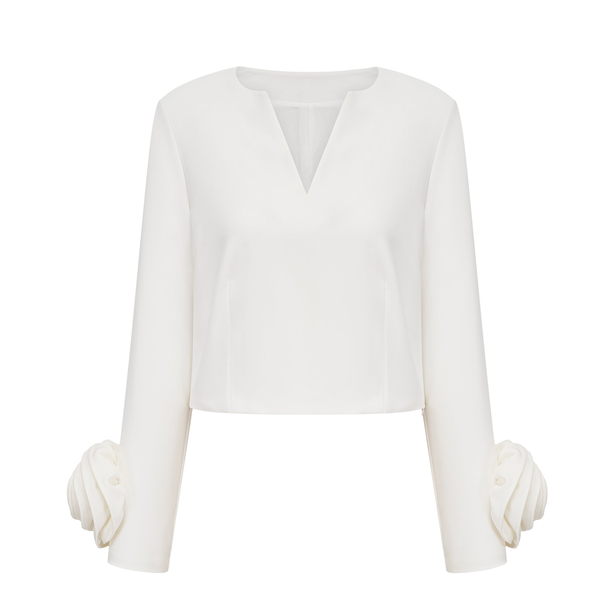 Hilaire White 3D-Petal Top & Skirt Matching Set