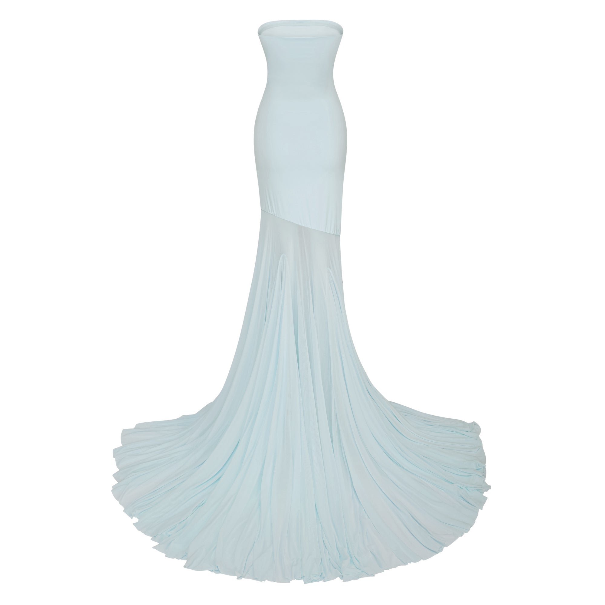 Josiane Blue Off-shoulder Sheer Tulle Maxi Dress – Miss Rosier