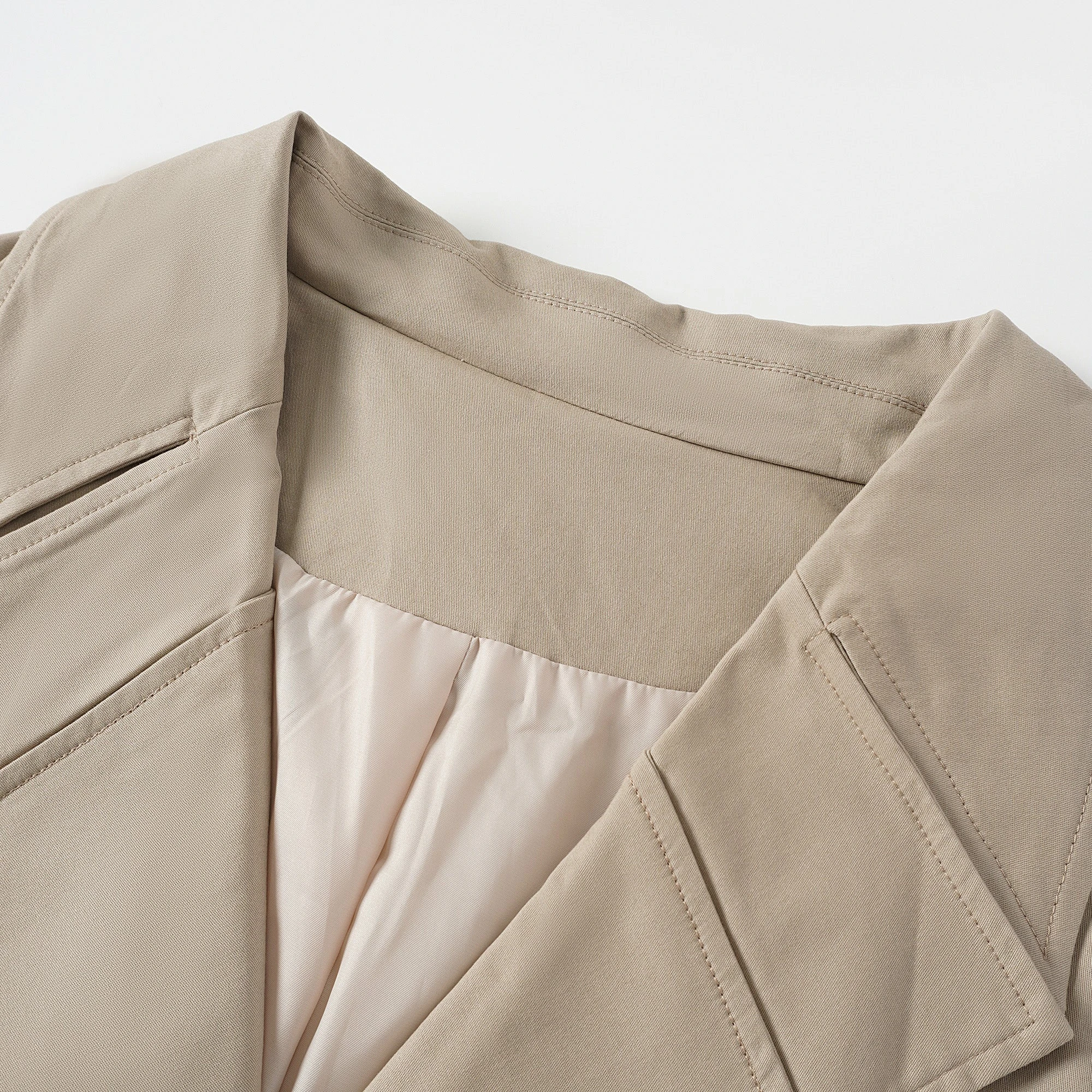 Sandra Khaki Double-Breasted Short Trench Coat