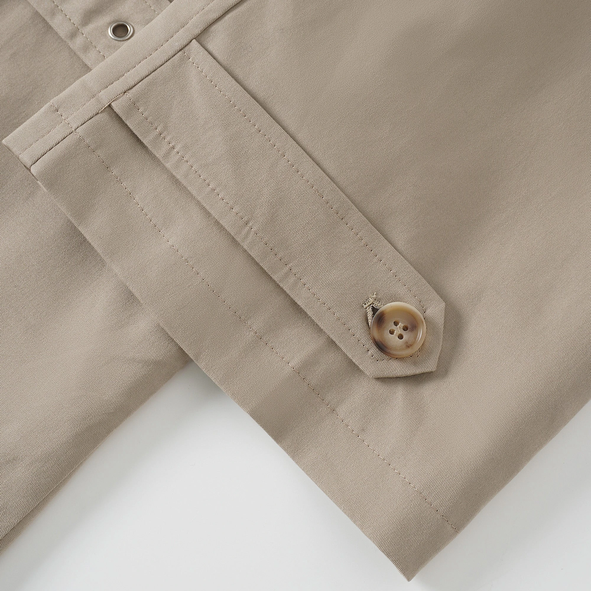 Sandra Khaki Double-Breasted Short Trench Coat