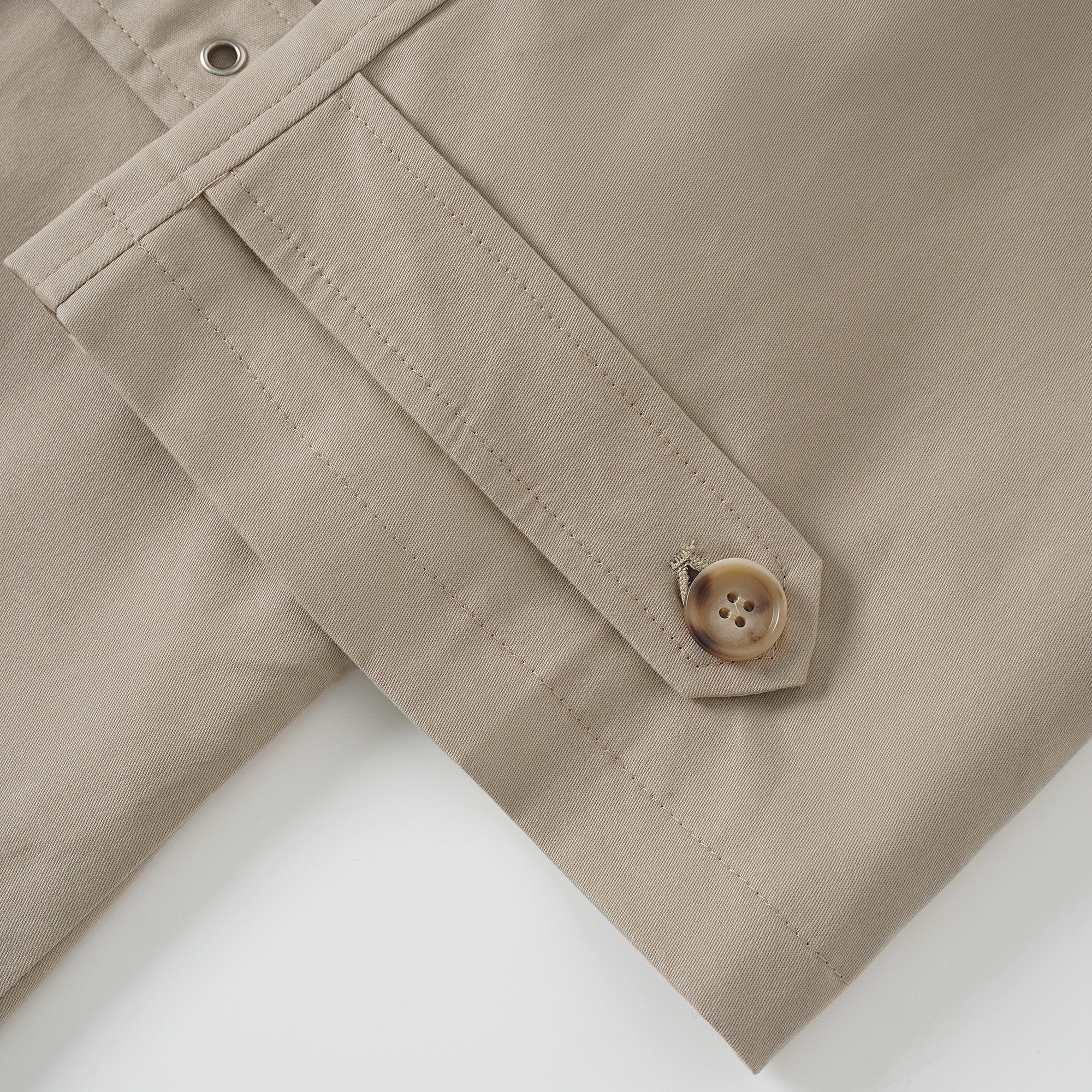 Sandra Khaki Double-Breasted Short Trench Coat