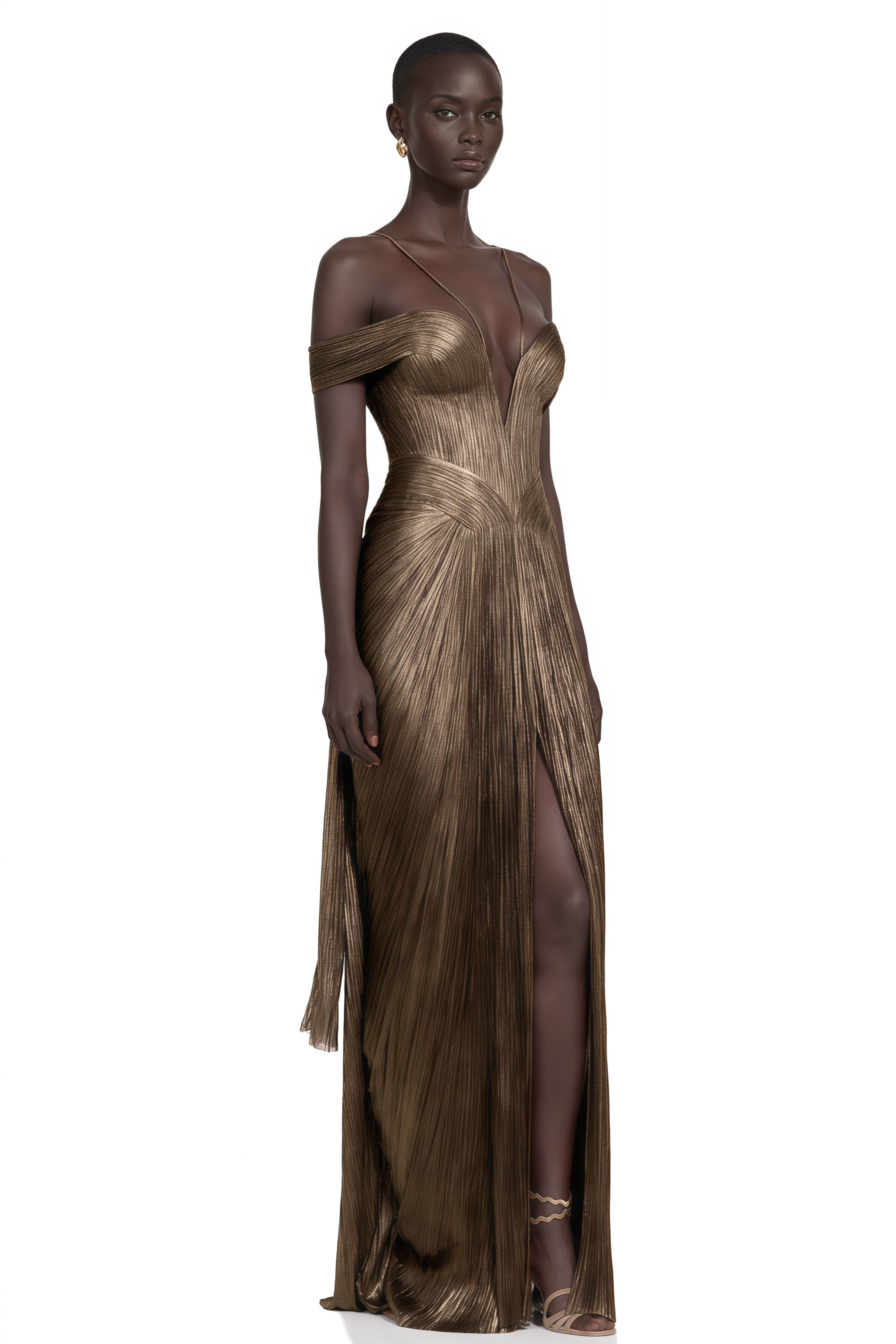 Marise Brown Draped Pleated Maxi Dress – Miss Rosier - Women's