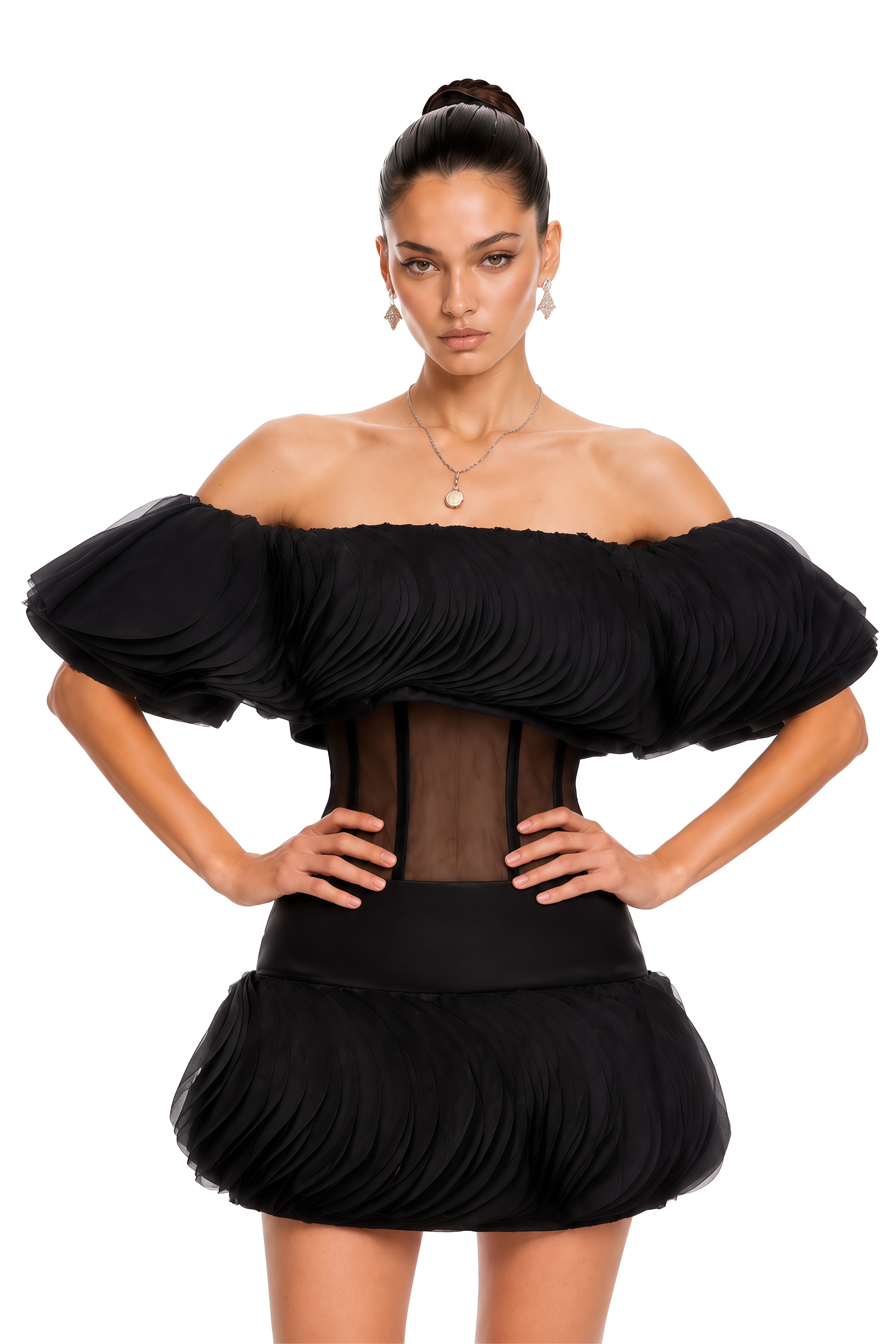 Mabel Black Layered Ruffled Mini Dress