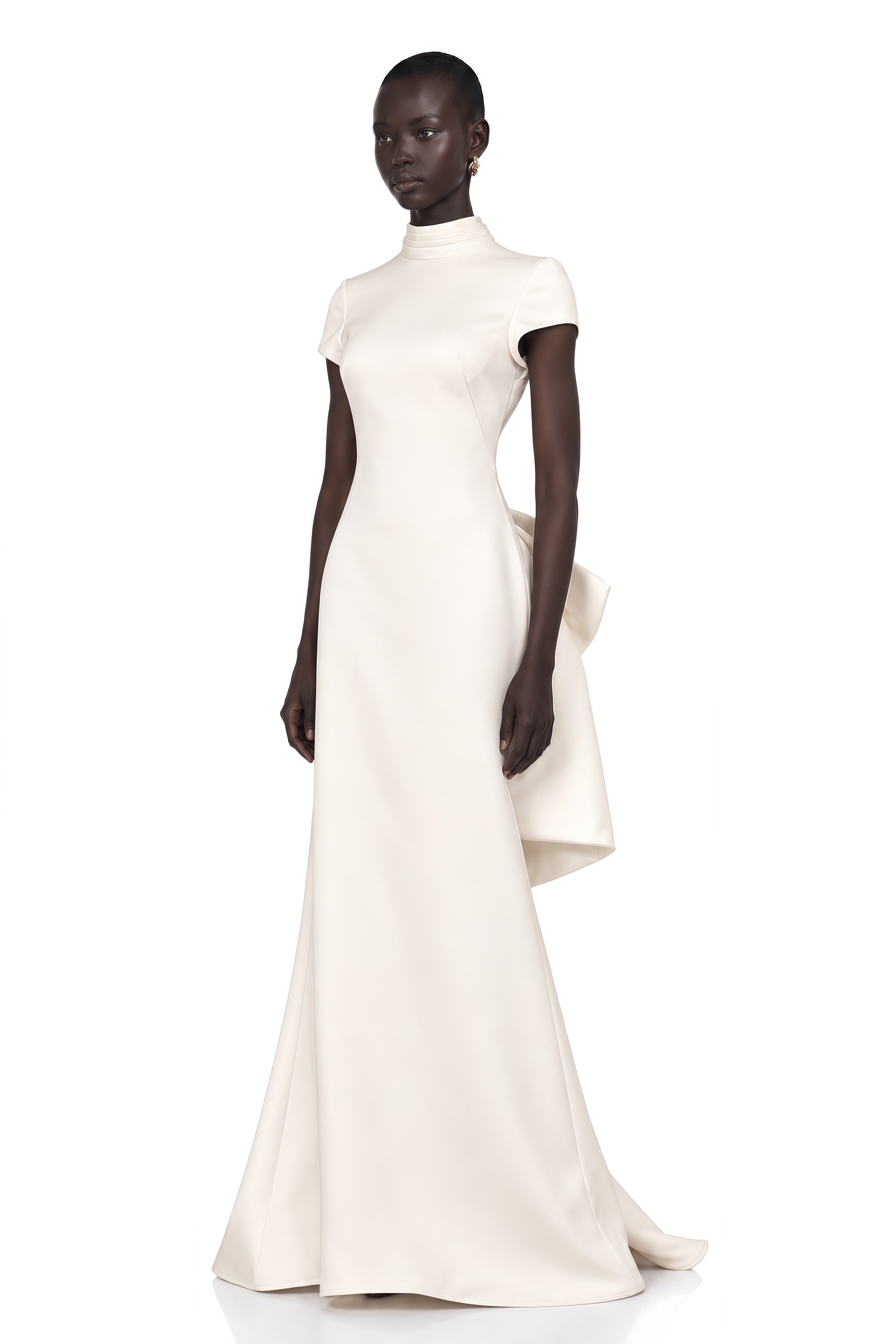Camille White Statement Bow Mermaid Maxi Dress