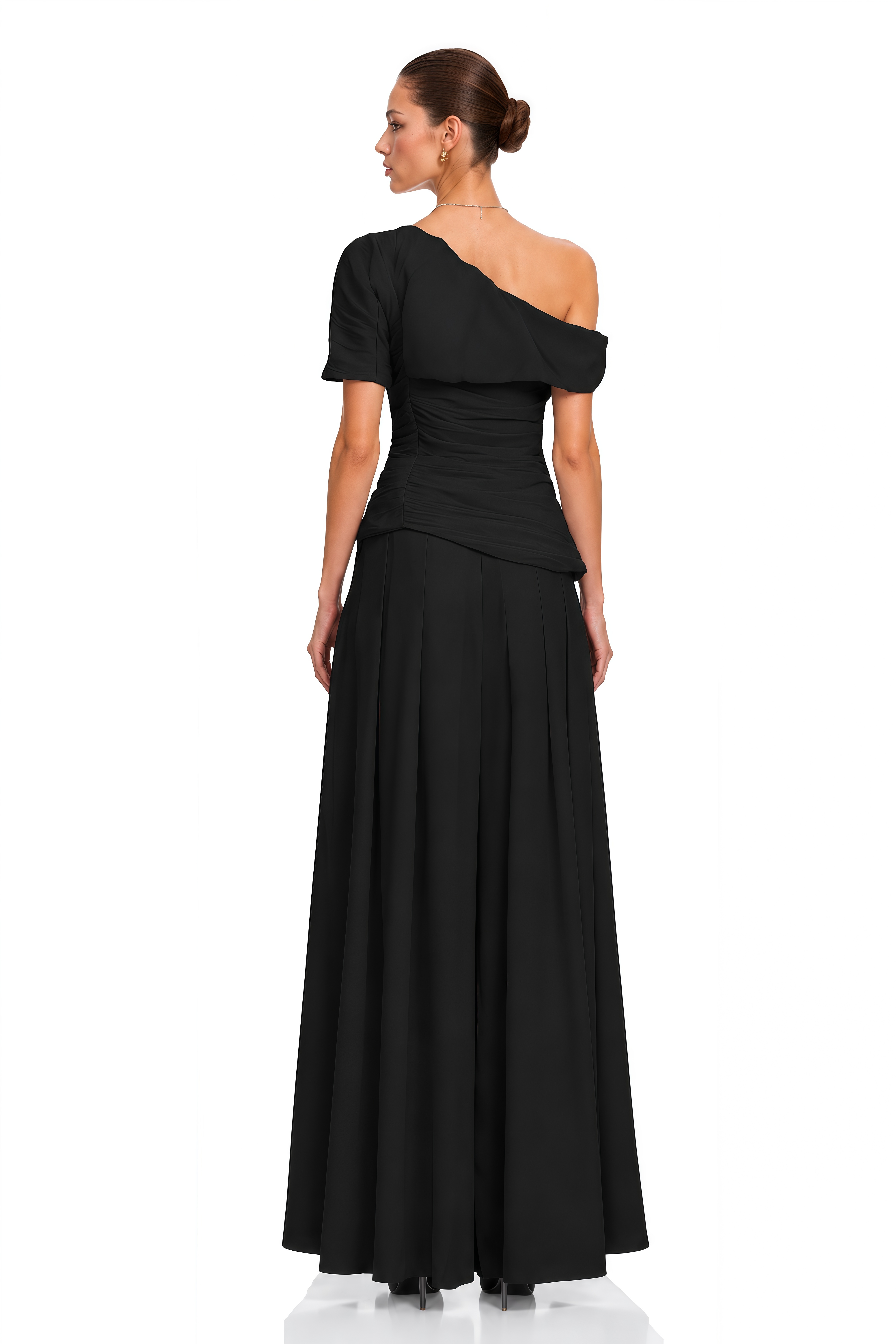 Adèle creased top & trousers matching set in Black