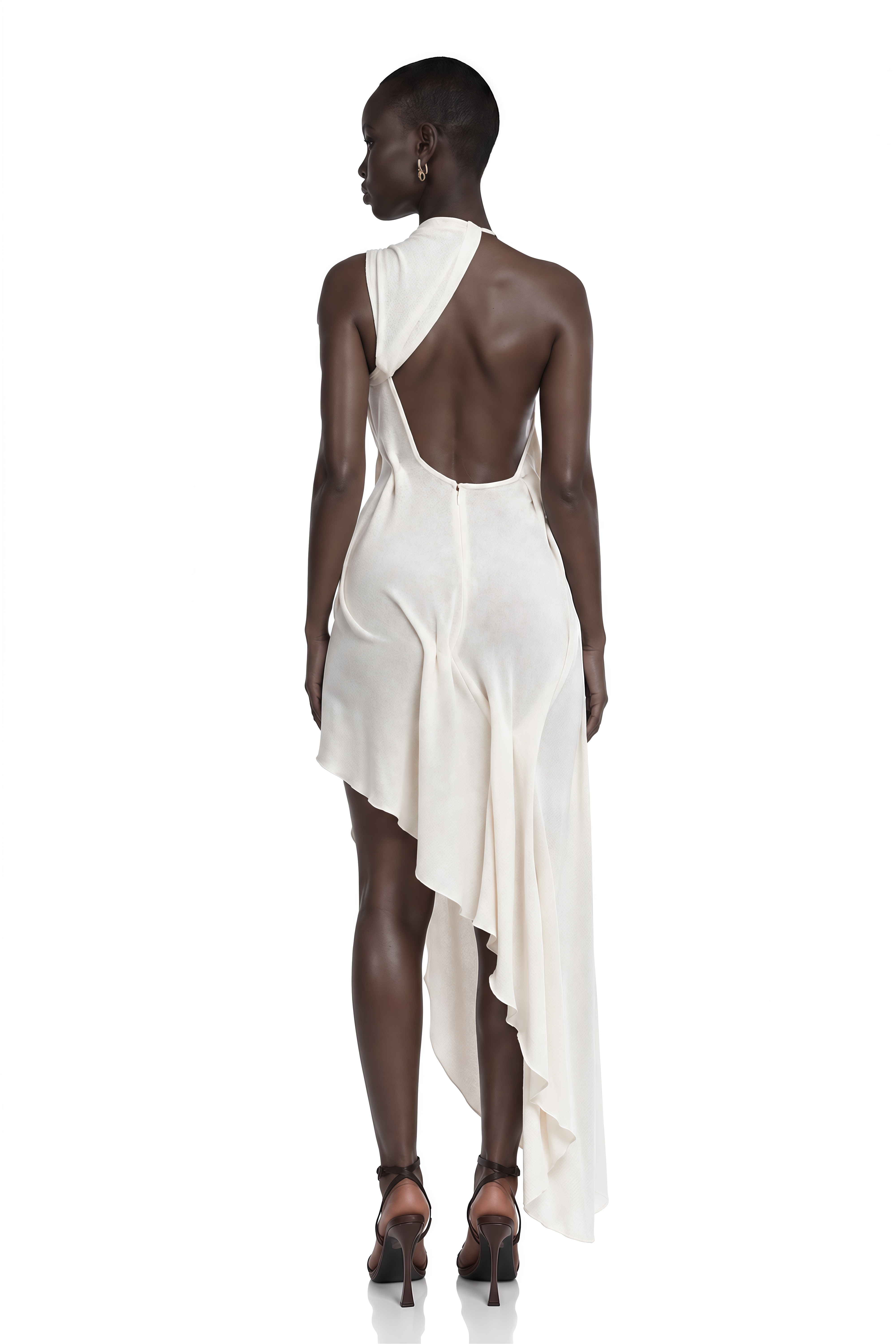 Oleander White Textured Asymmetrical Maxi Dress