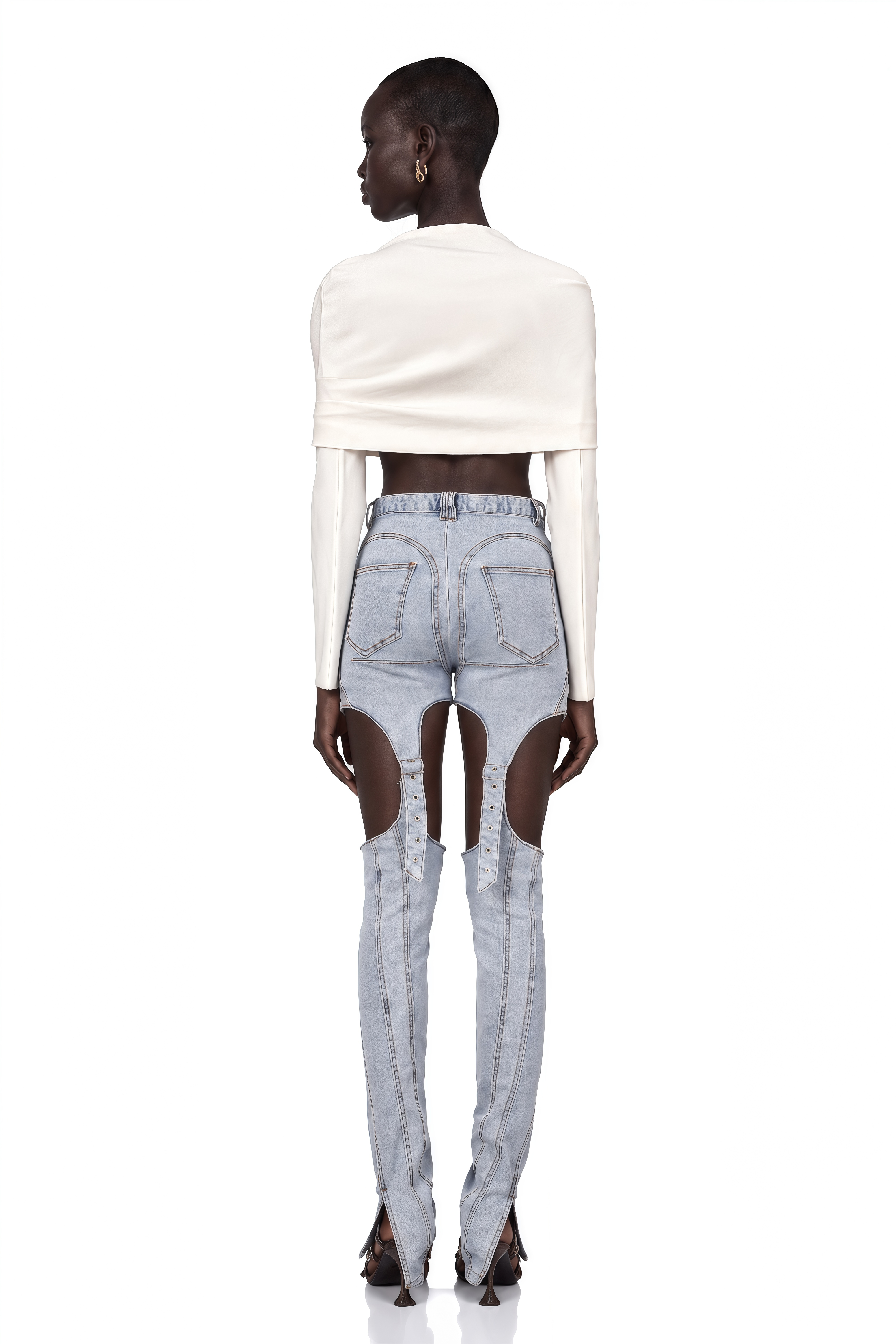 Hanna White Ruched Cropped Top
