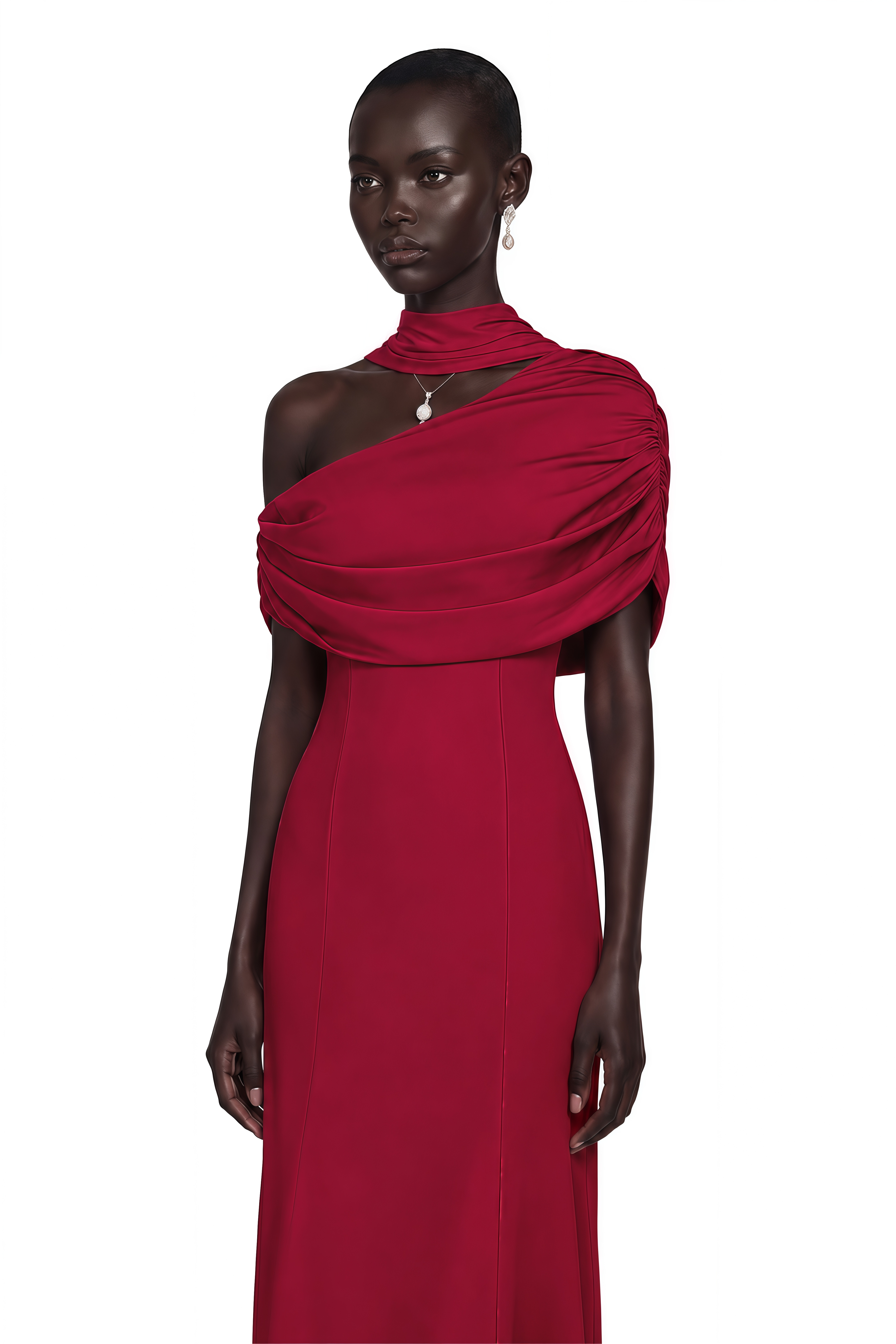 Benedetta Red One Shoulder Satin Maxi Dress