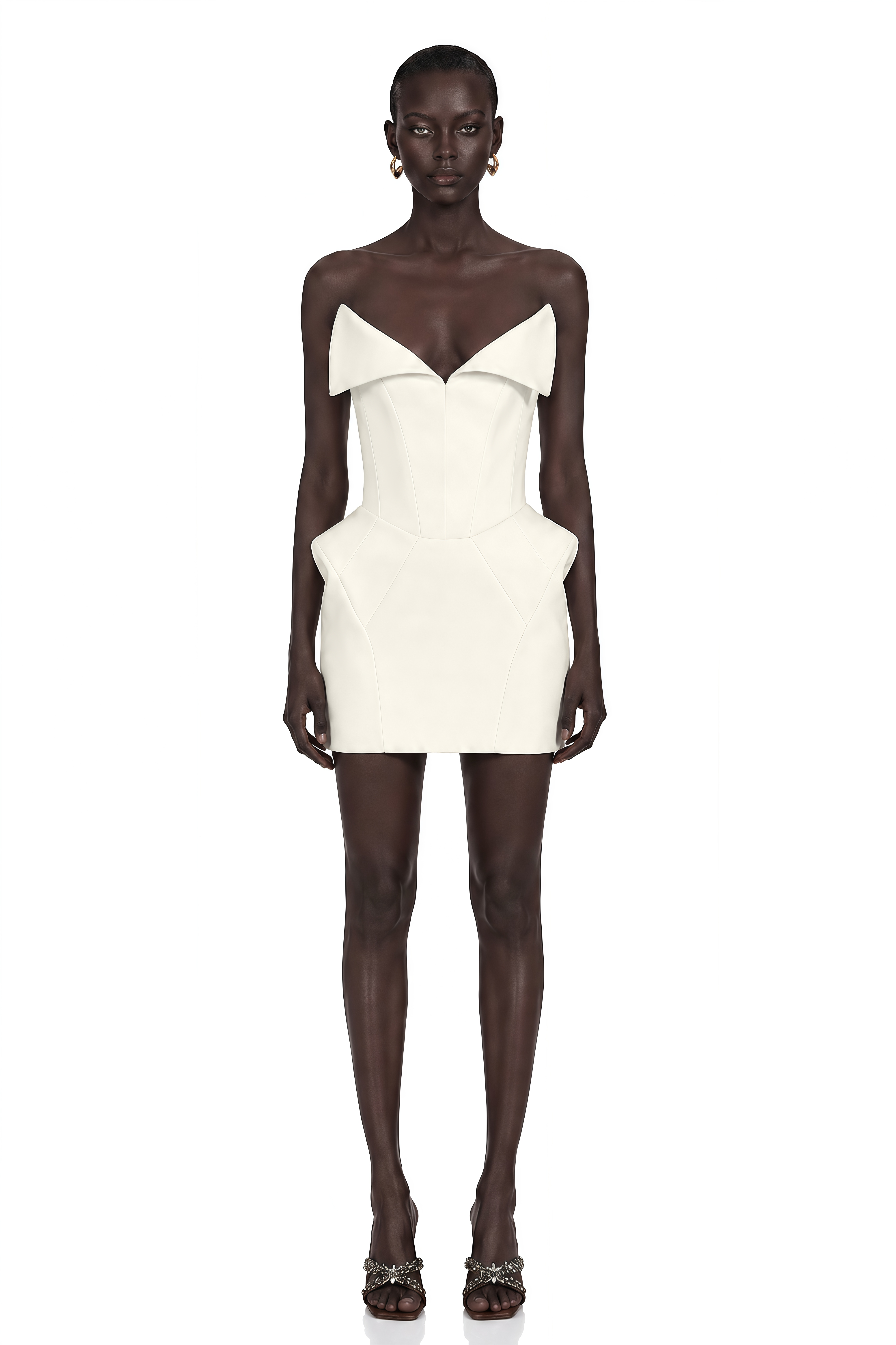 Alba White Barrel Waist Corset Mini Dress