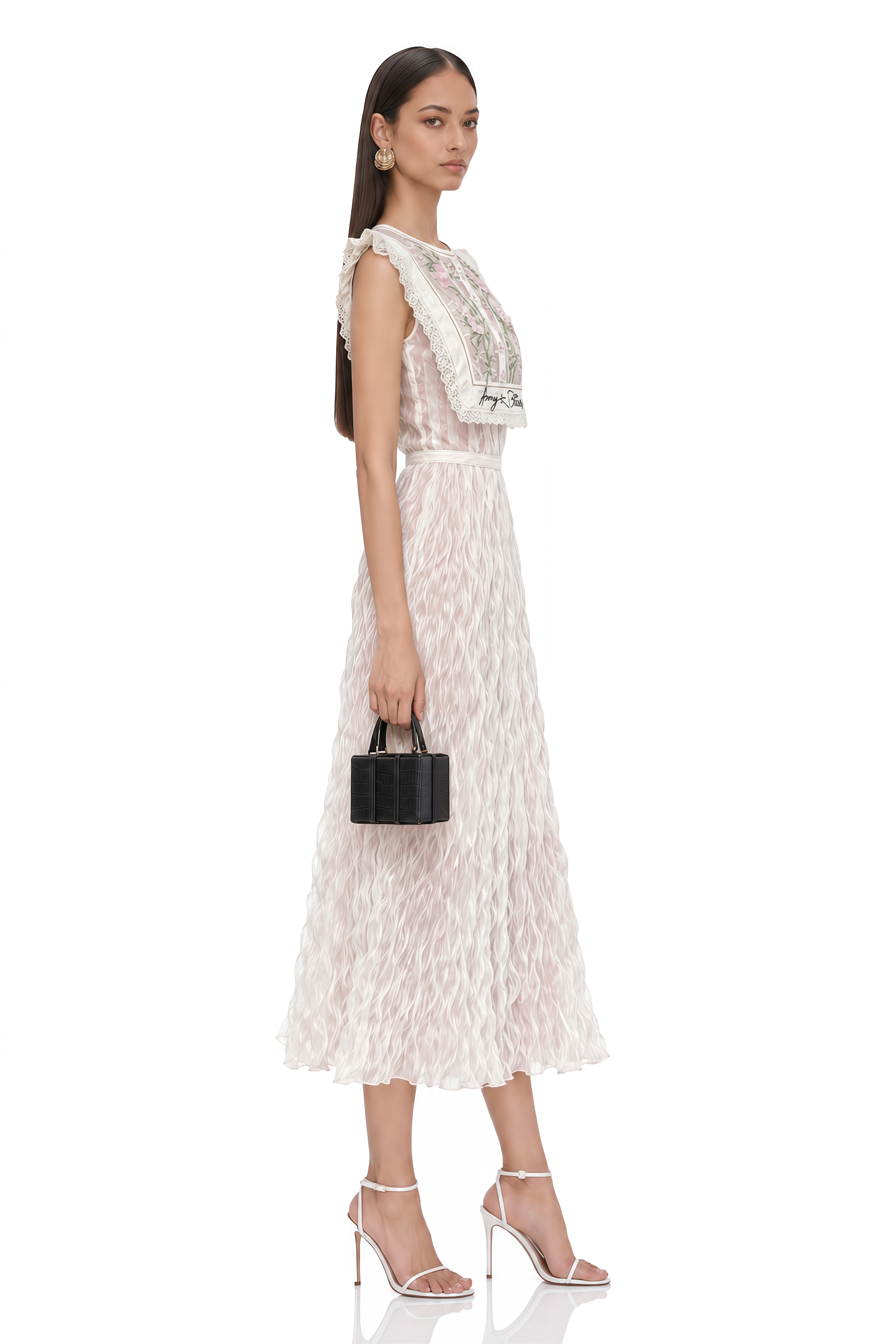 Kaila White Floral Embroidered Maxi Dress