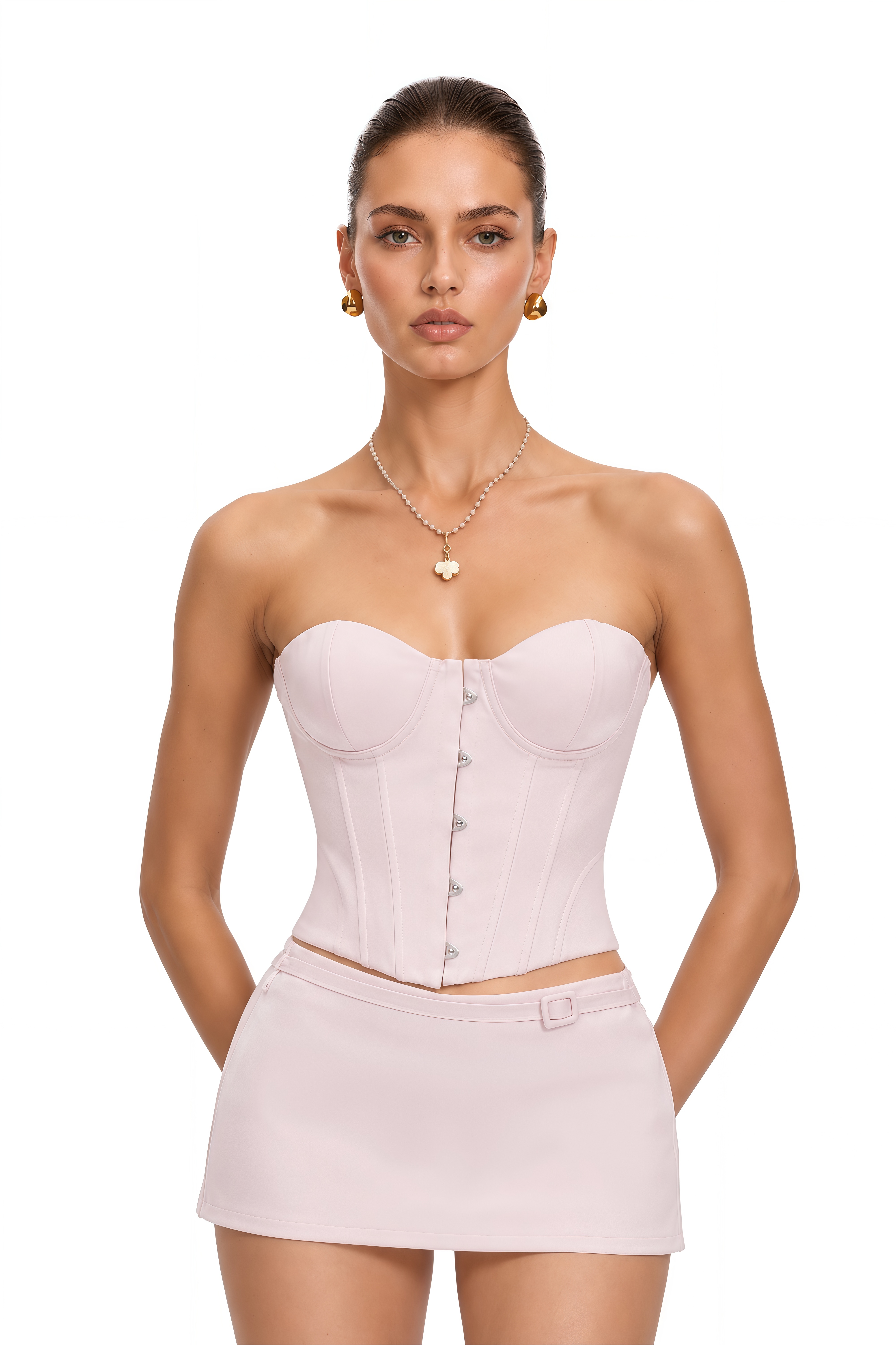 Colette Pink Sweetheart Corset Top & Skirt Set