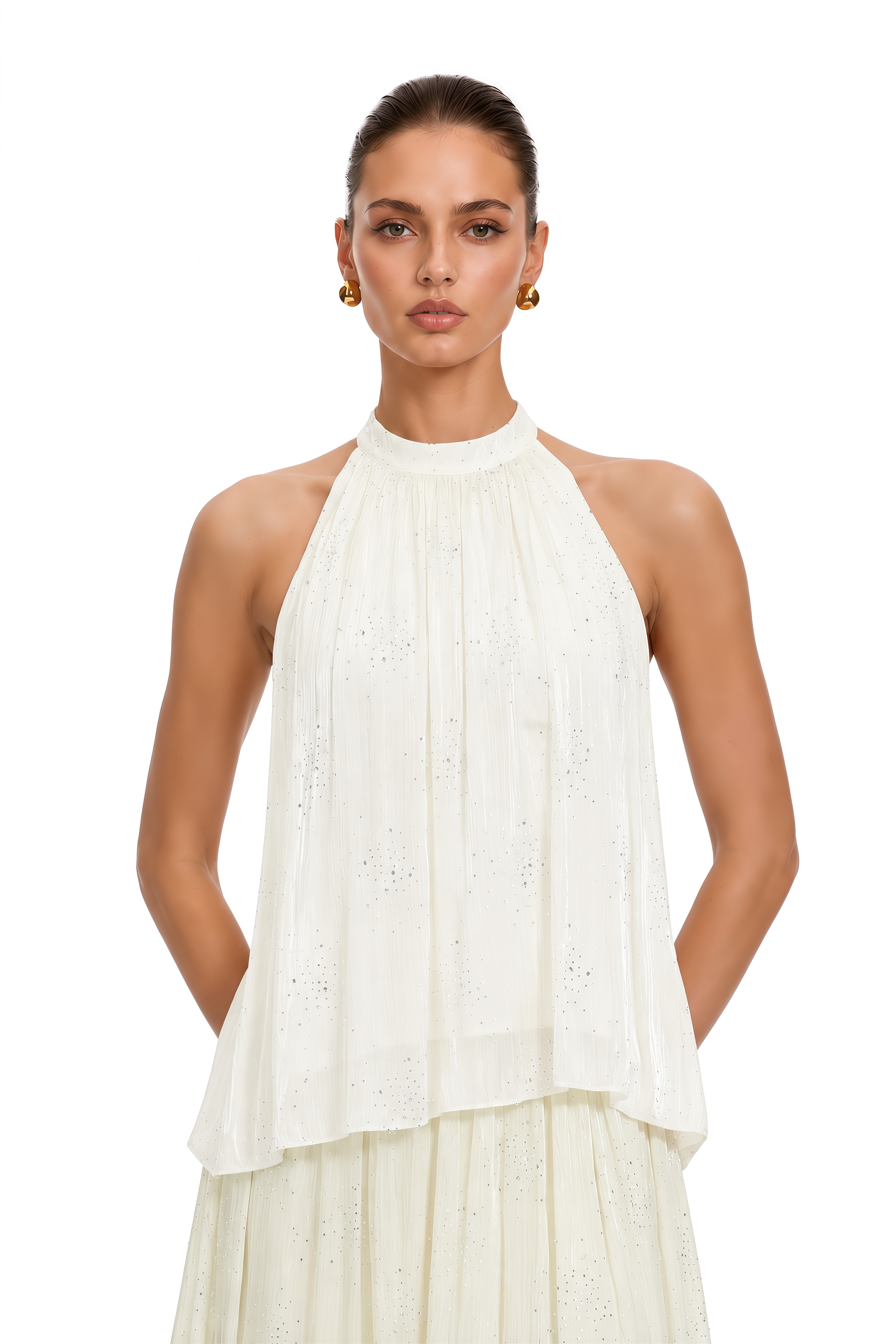 Zoe Cream Embellished Top & Skirt Set