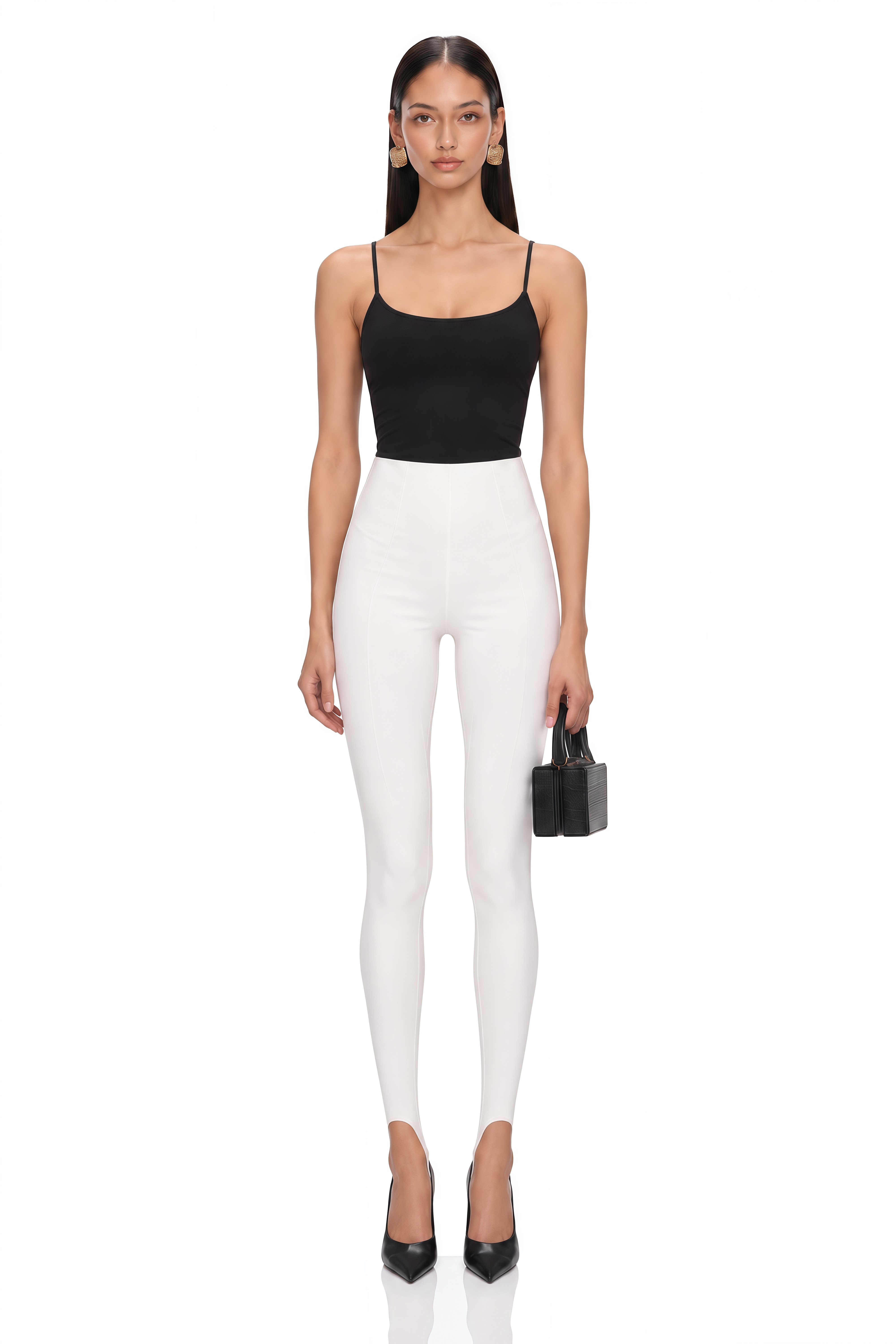 Cordelia White Decorative Stitching Leggings