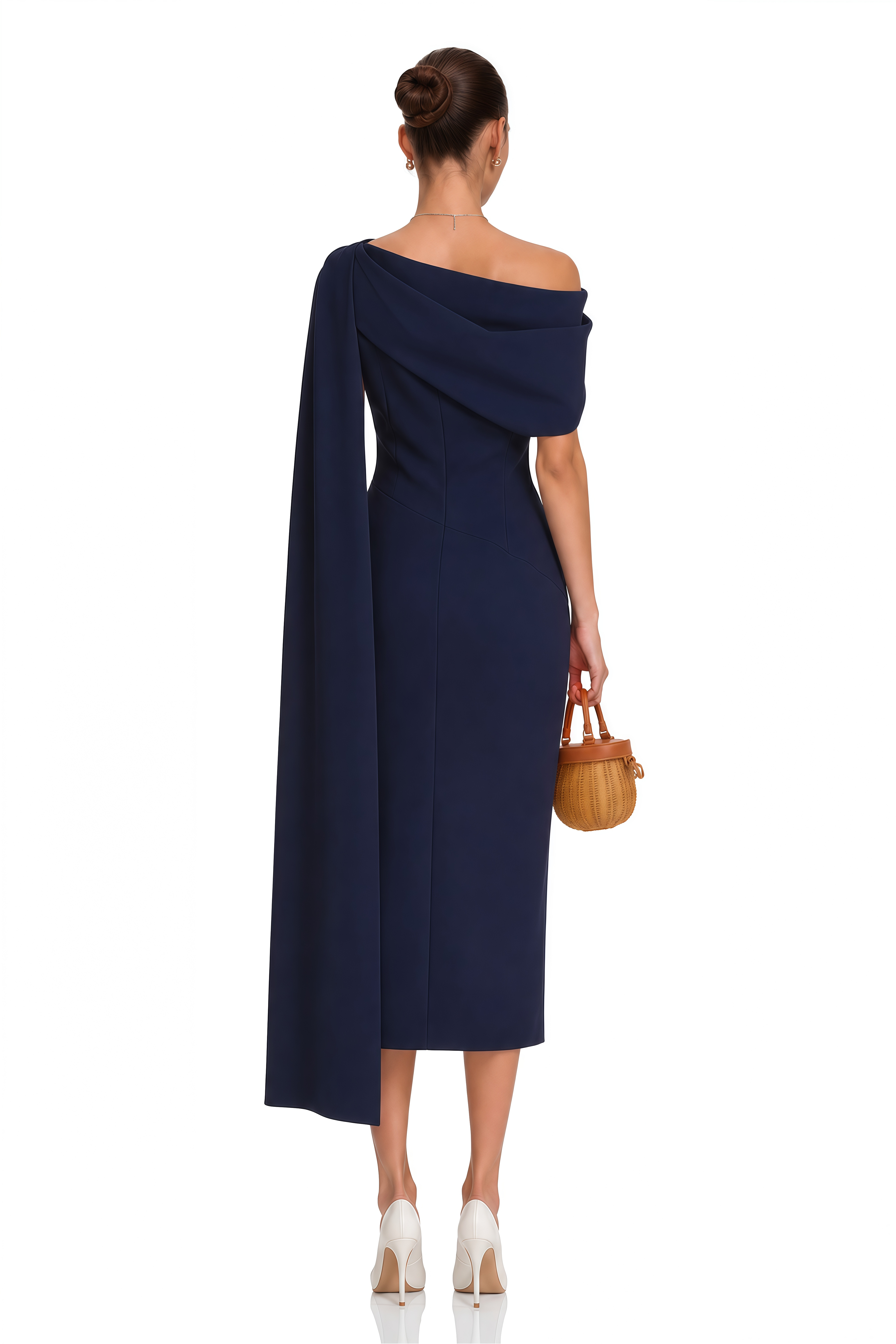 Melokuhle Navy Blue Ribbon Design Midi Dress