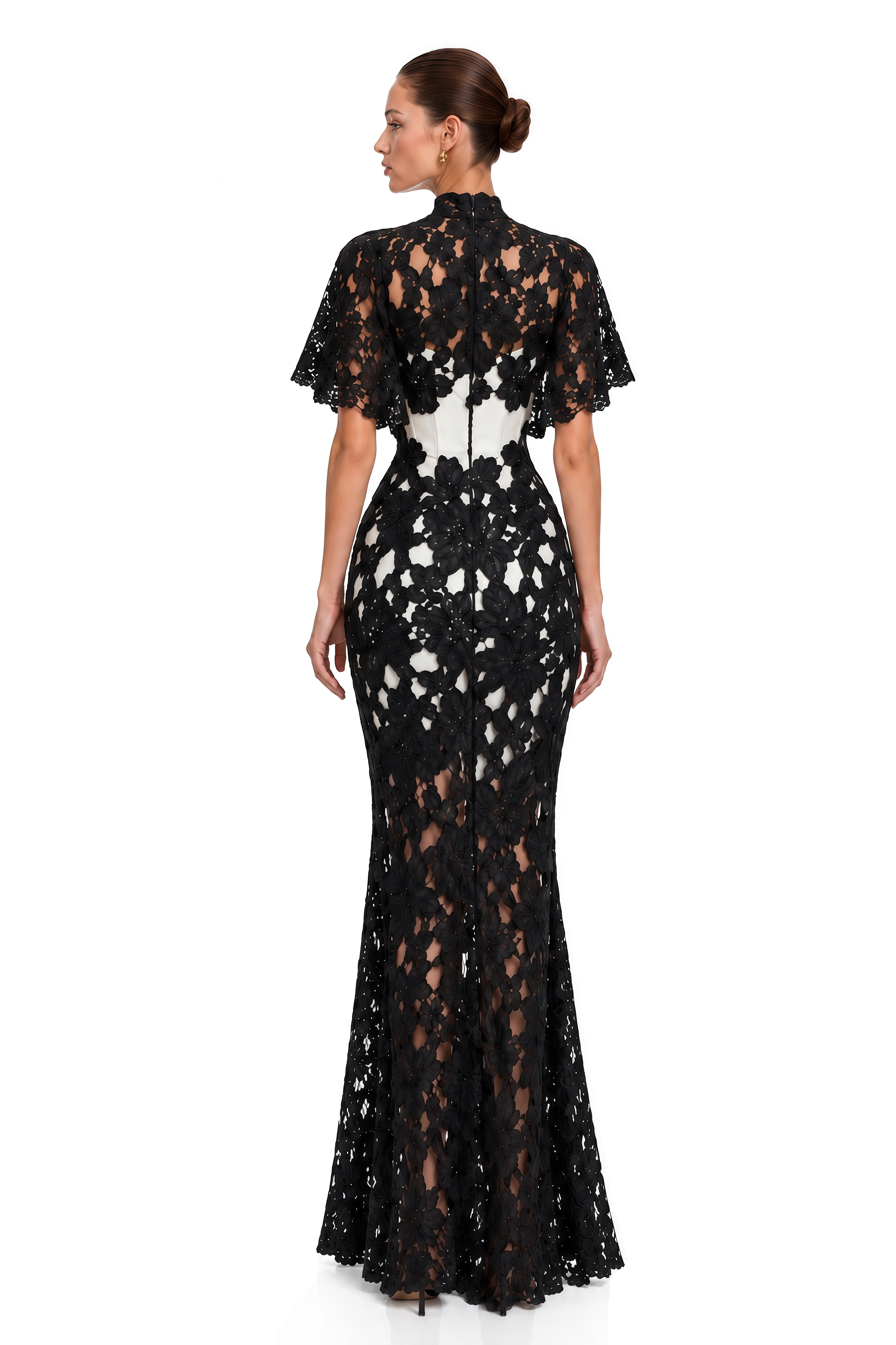 Kamila Black Color Block Maxi Dress with Cut-Outs