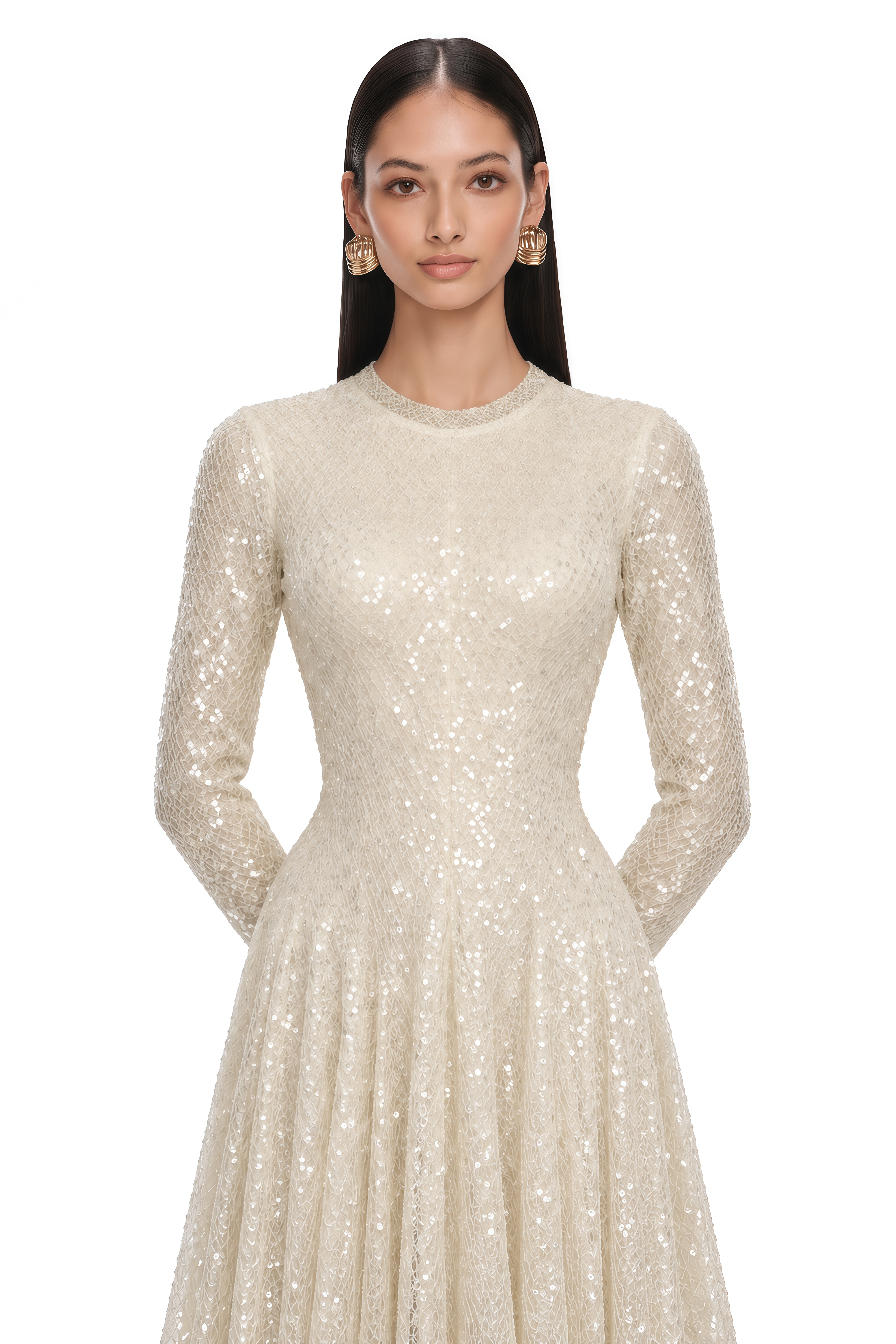 Brynhildr White Embellished Tulle Maxi Dress
