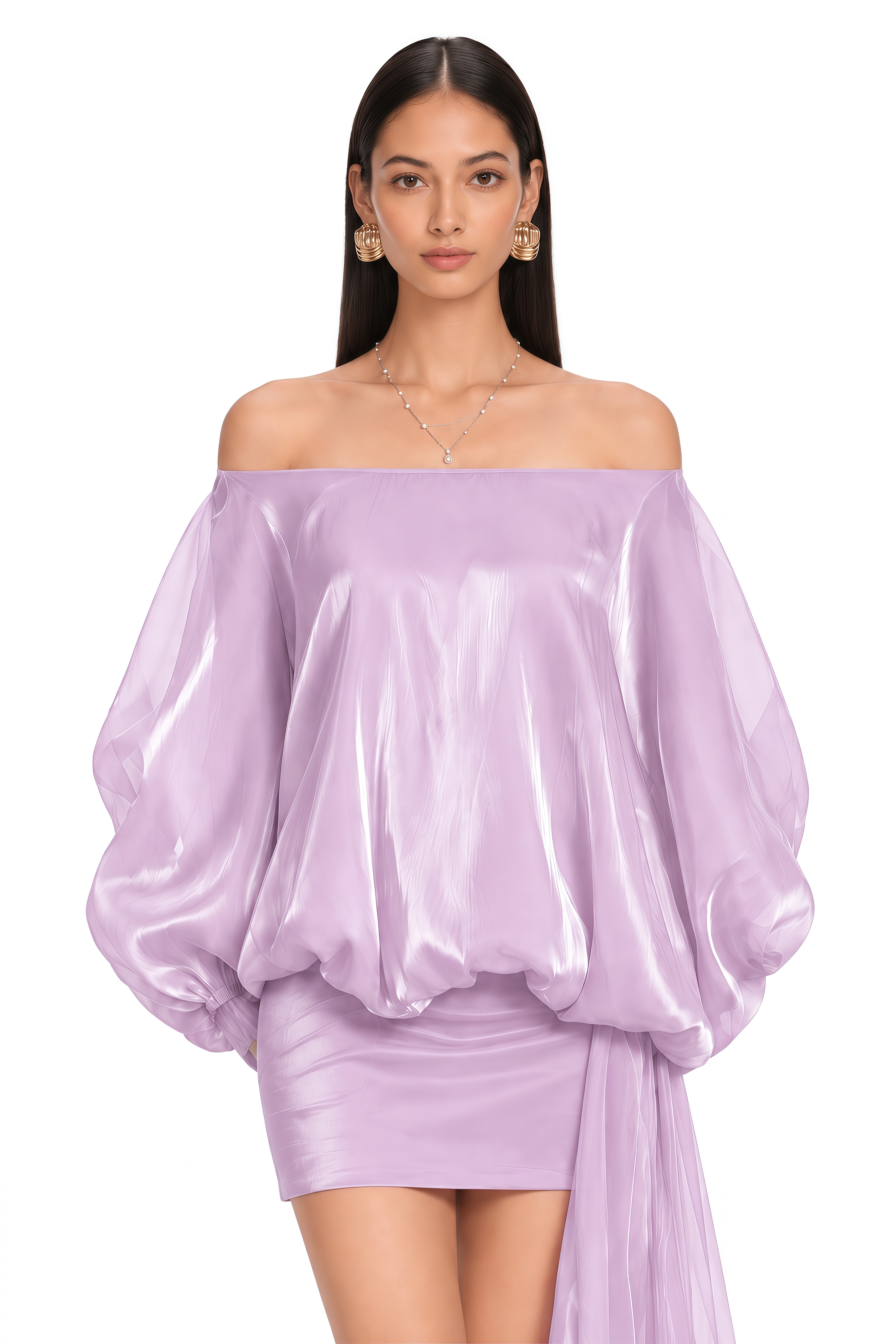 Stella Purple Off Shoulder Asymmetrical Mini Dress