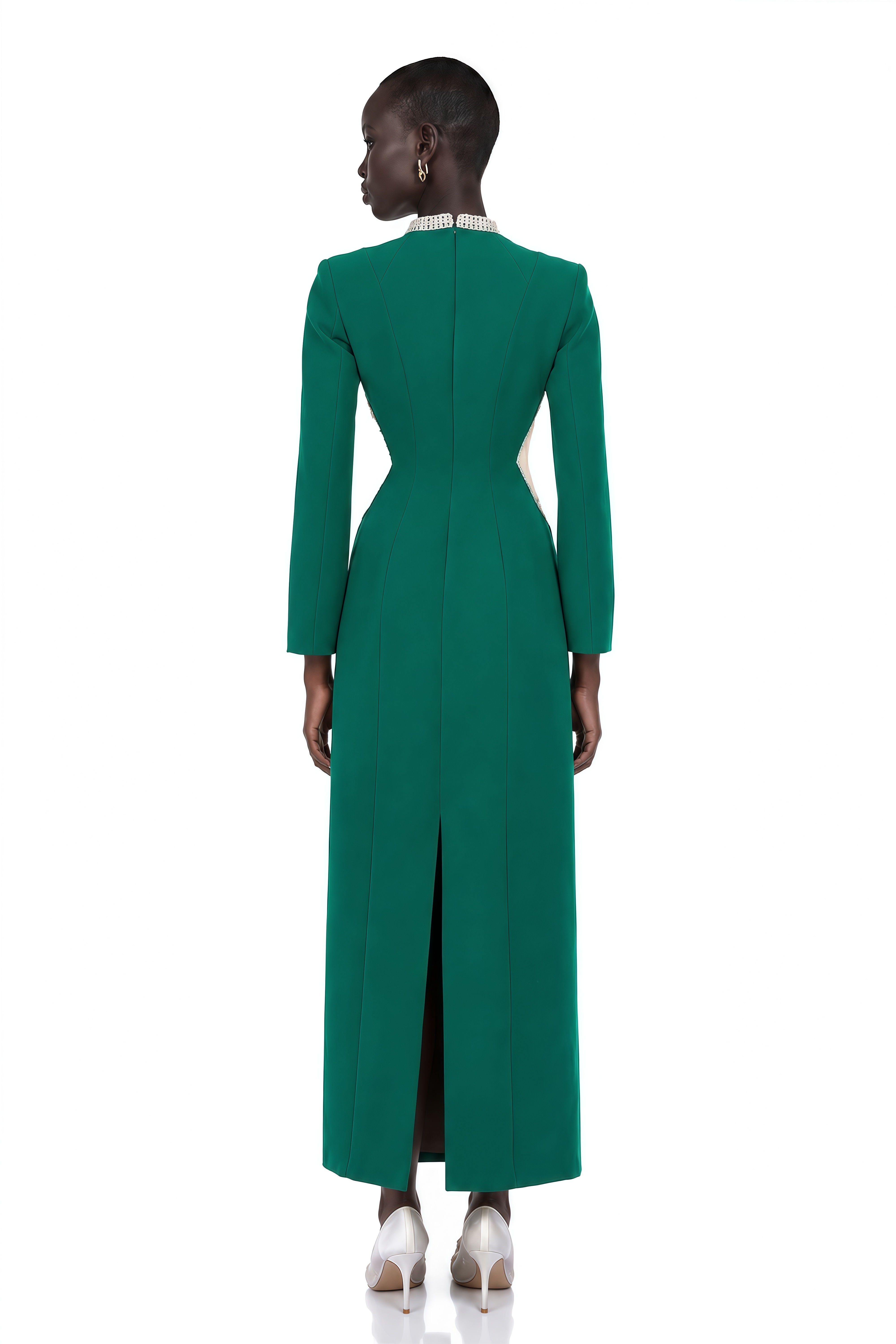 Hadley Green Cut-Out Crystal Maxi Dress