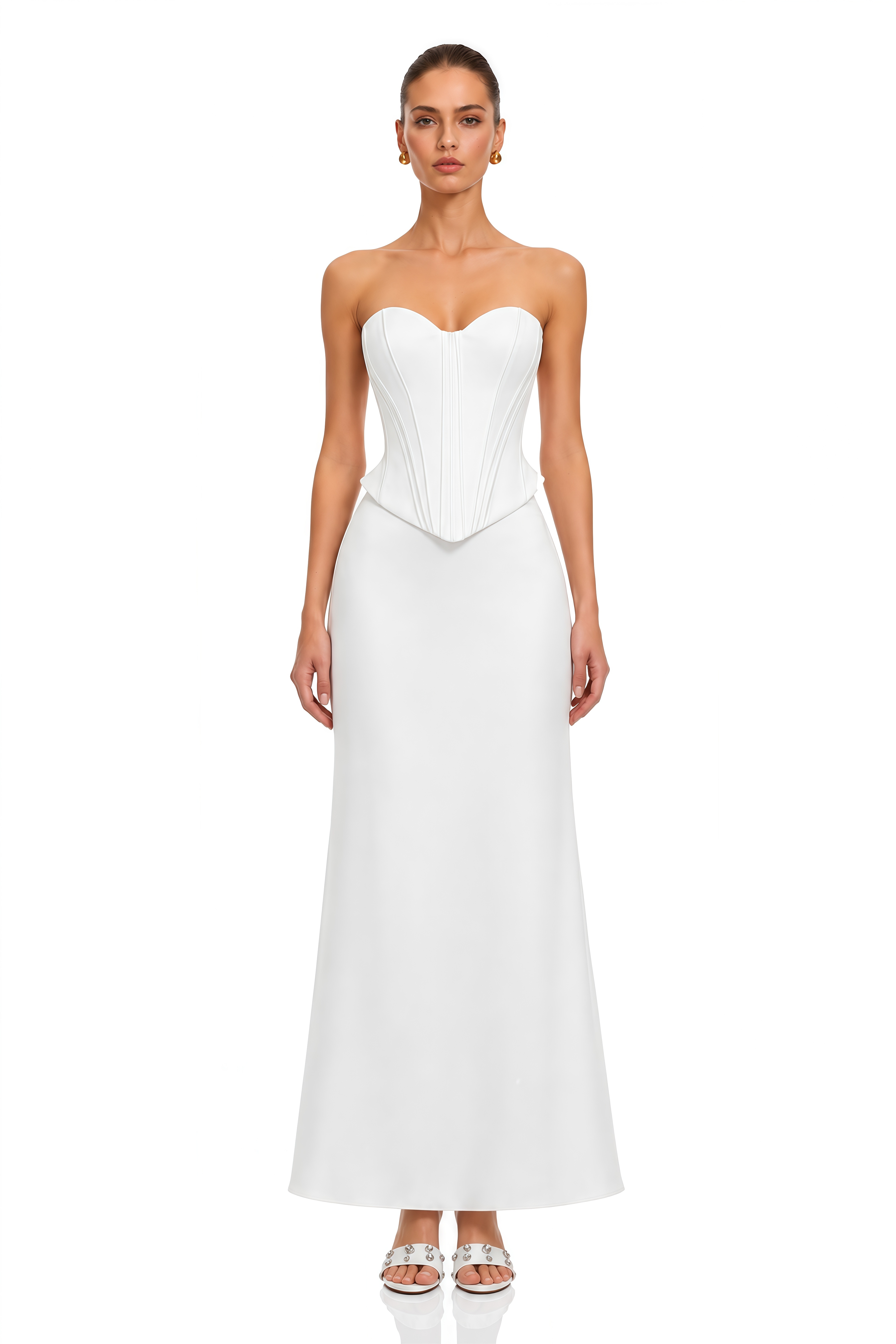 Jeanne White Off Shoulder Crop Top & Skirt Set