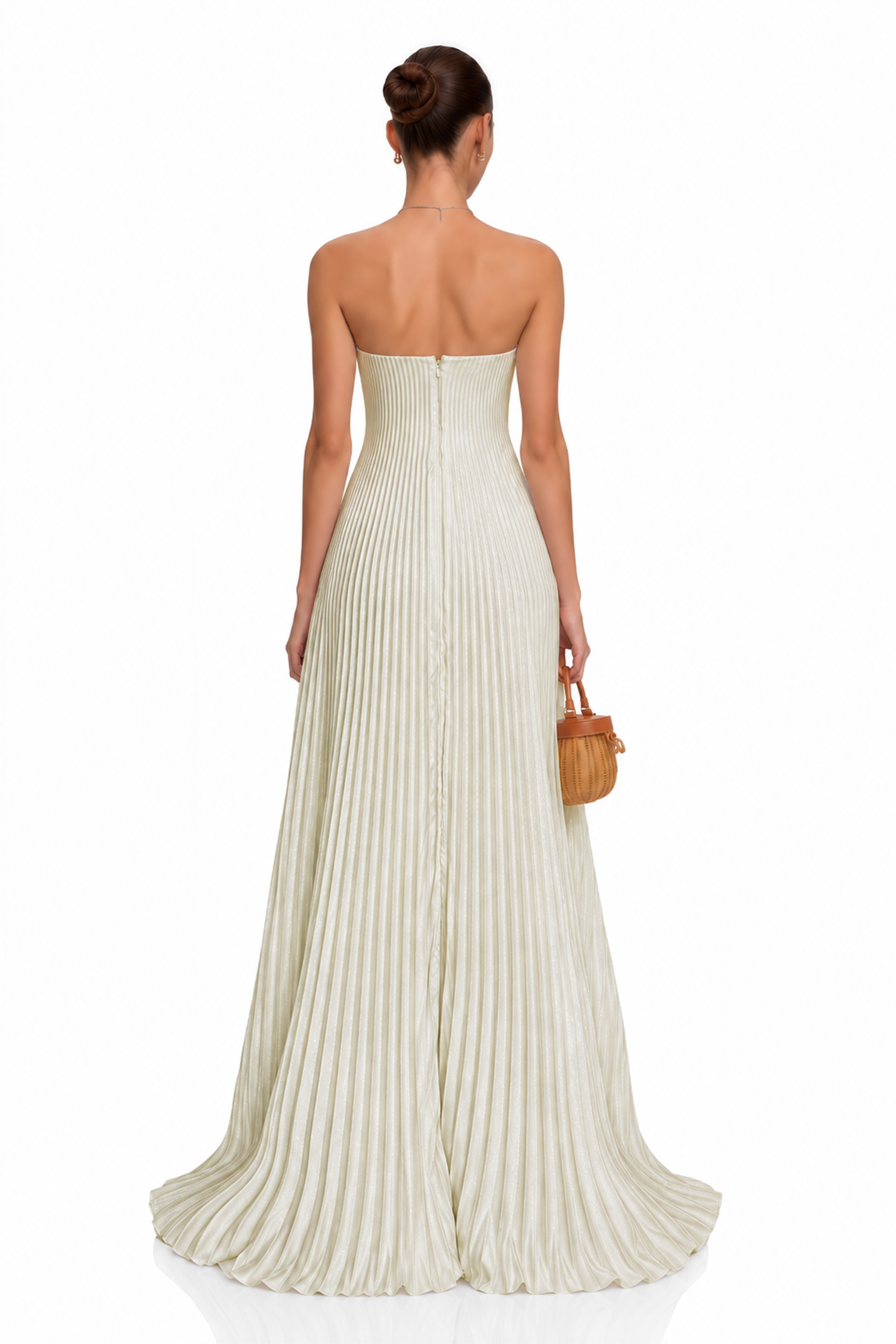 Satine Gold Fully-pleated Maxi Dress