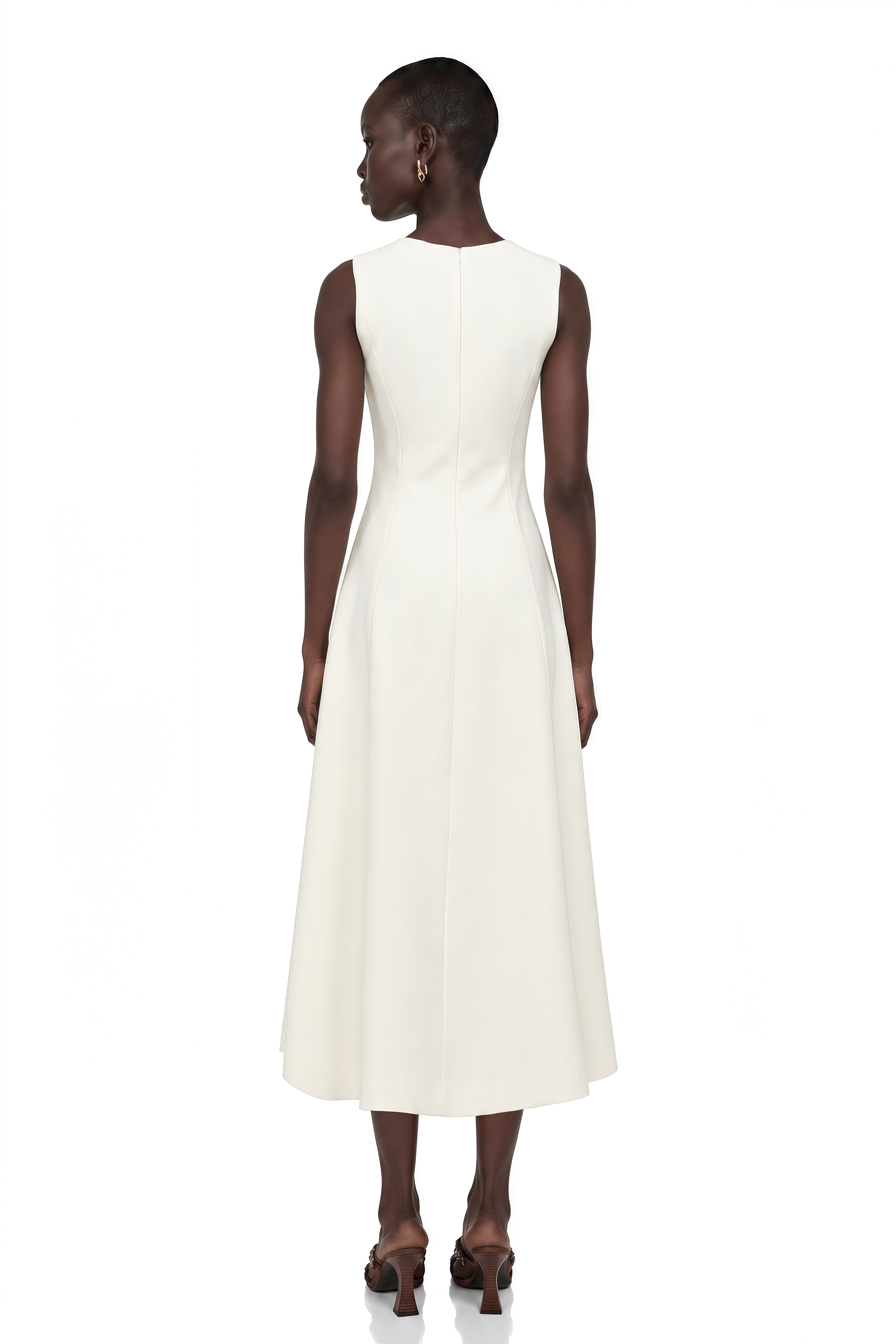 Mackenzie White Floral Embroidered Midi Dress