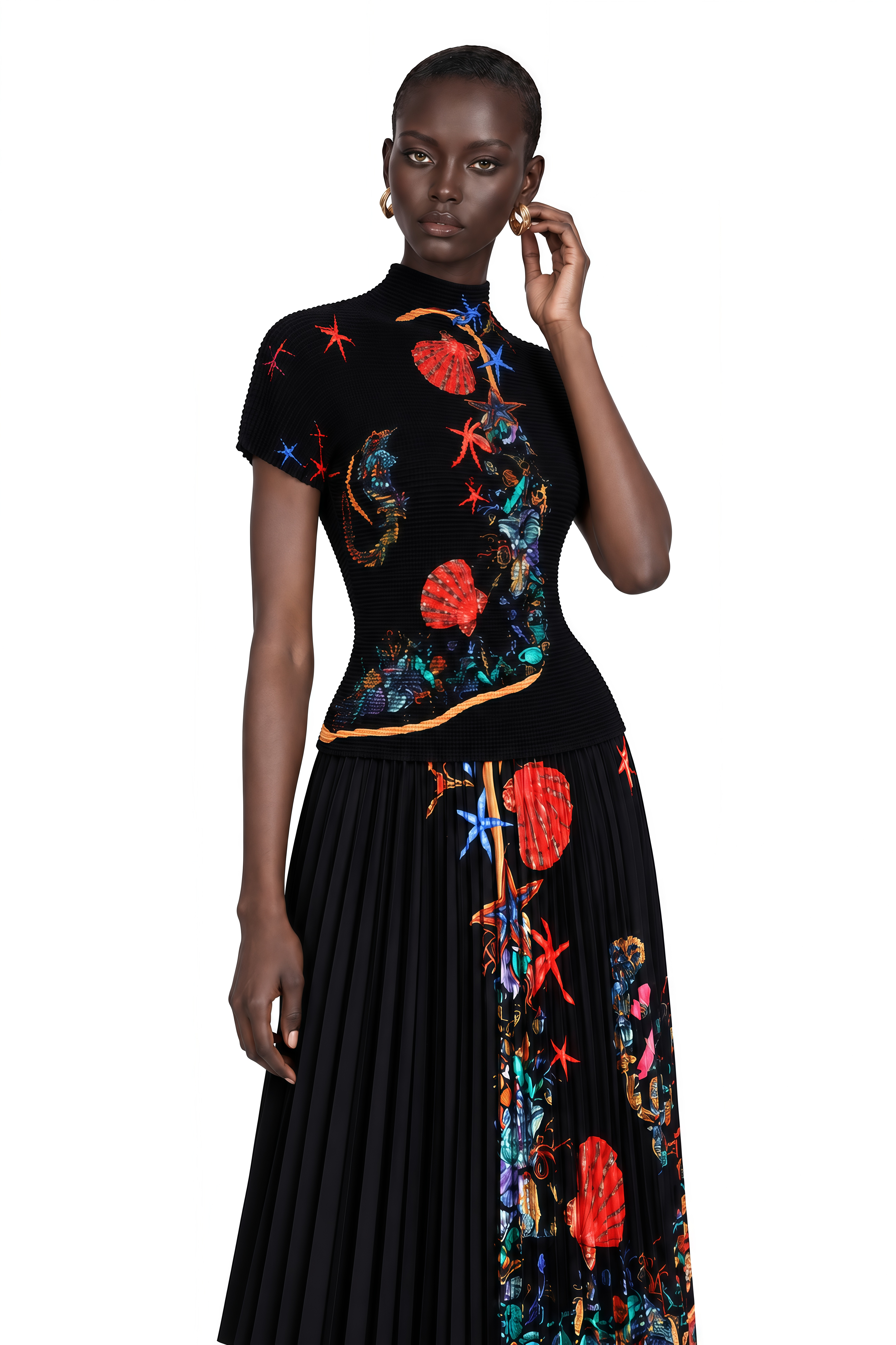 Josiane Pattern-Print Knitted Top & Skirt Matching Set