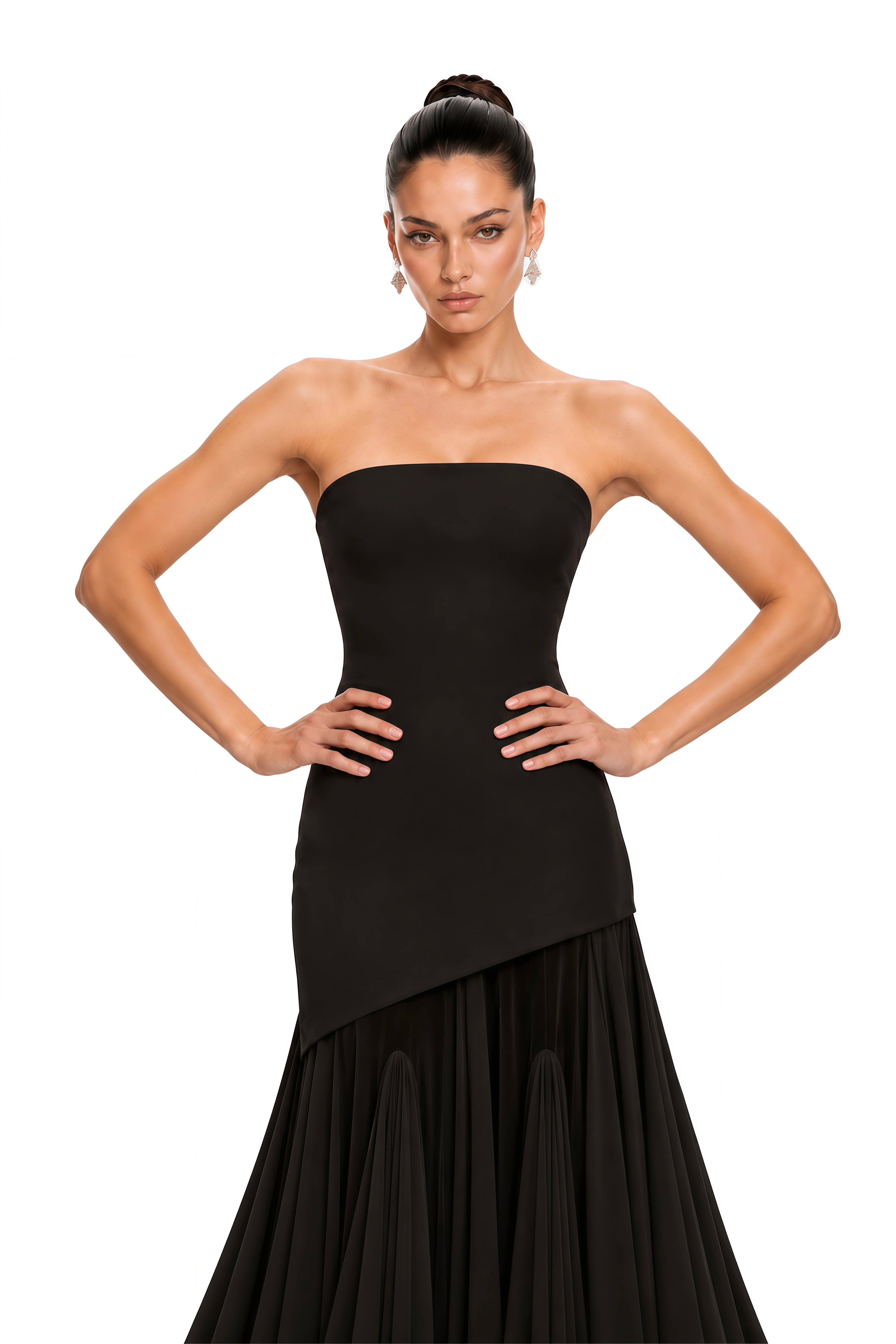 Josiane Black Off-shoulder Sheer Tulle Maxi Dress