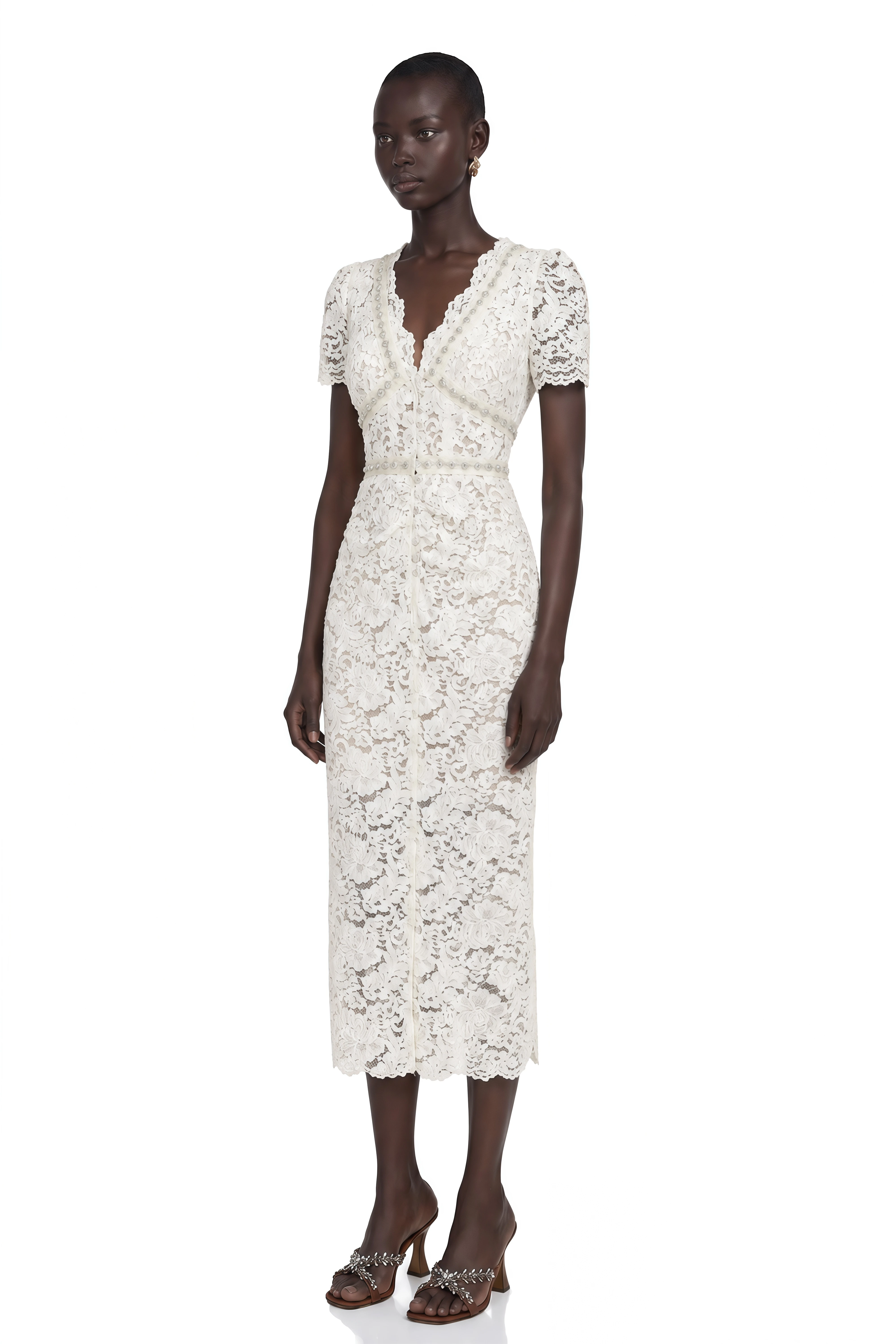 Kalena Embellished Lace Midi Dress