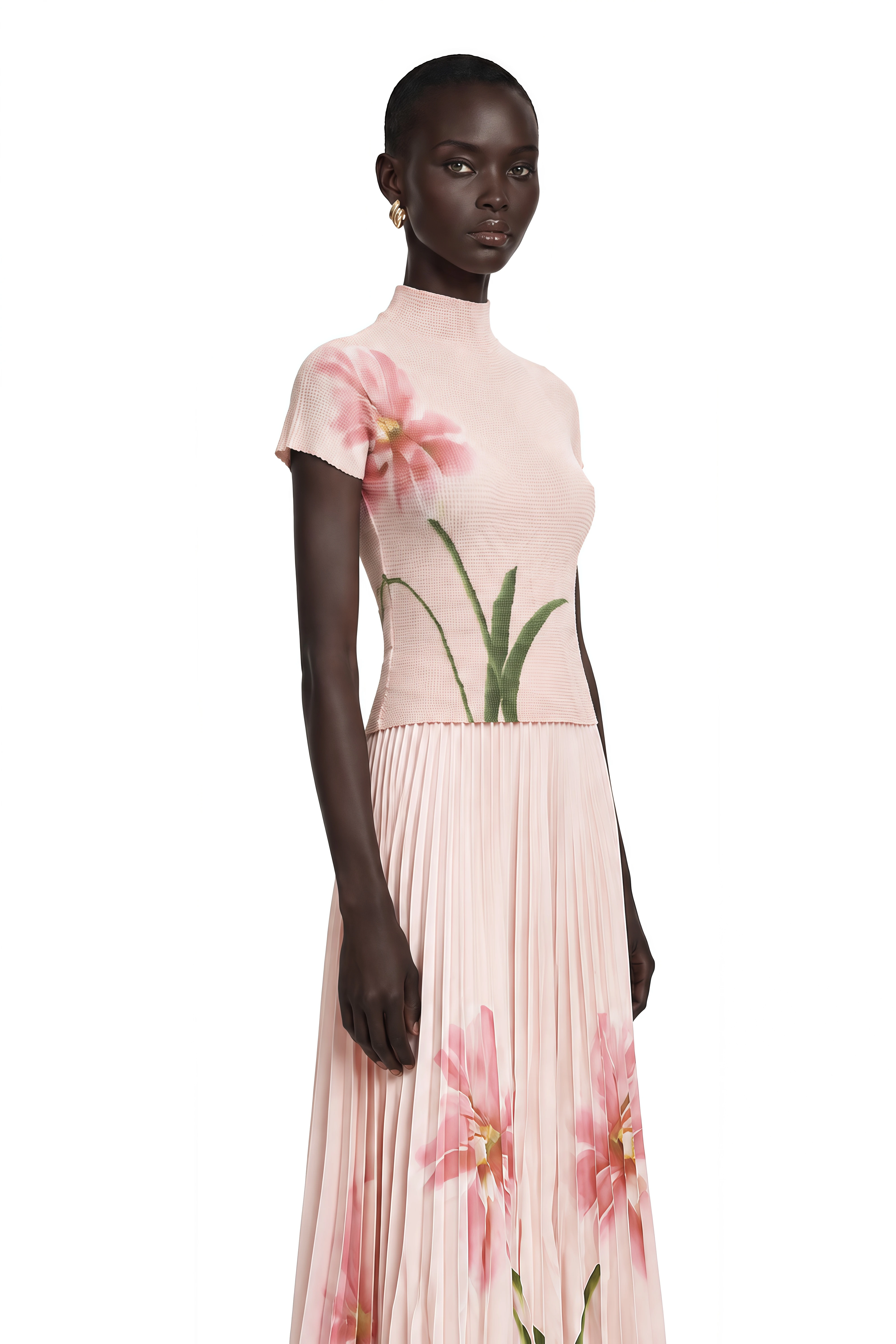 Justine Floral-Print Stretch Top & Skirt Matching Set