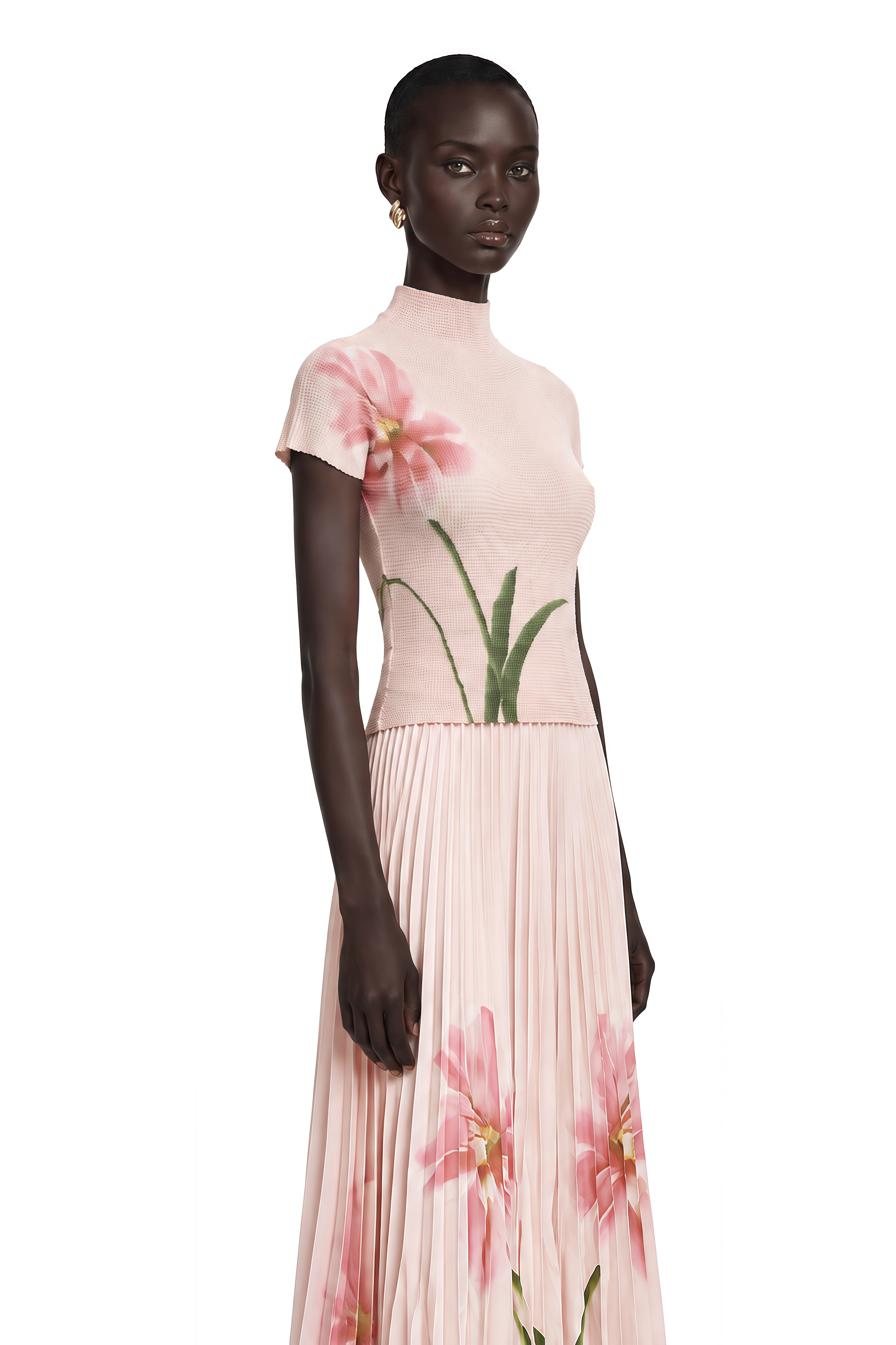 Justine Floral-Print Stretch Top & Skirt Matching Set
