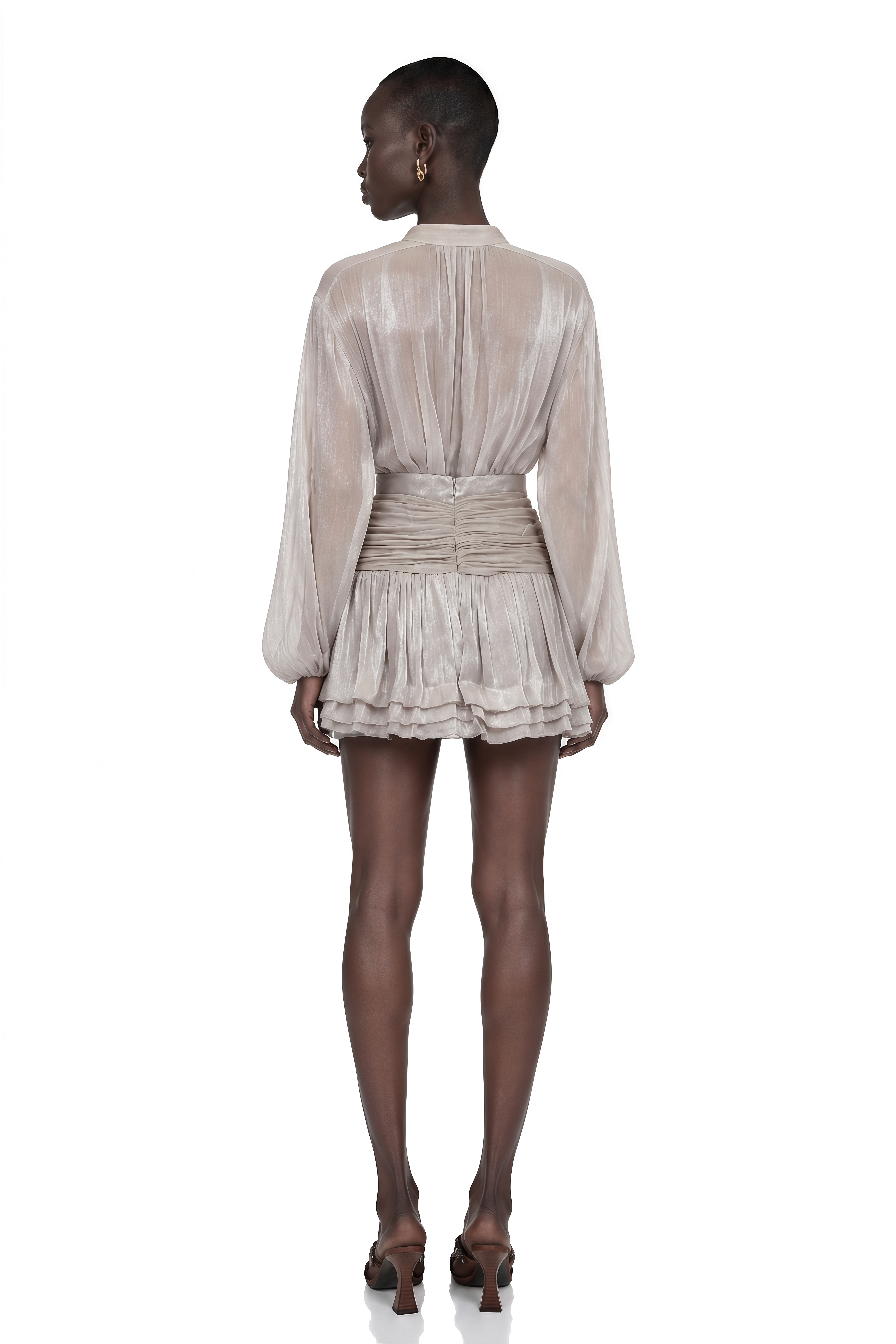 Bettina Silver Tie-Front Blouse & Skirt Set