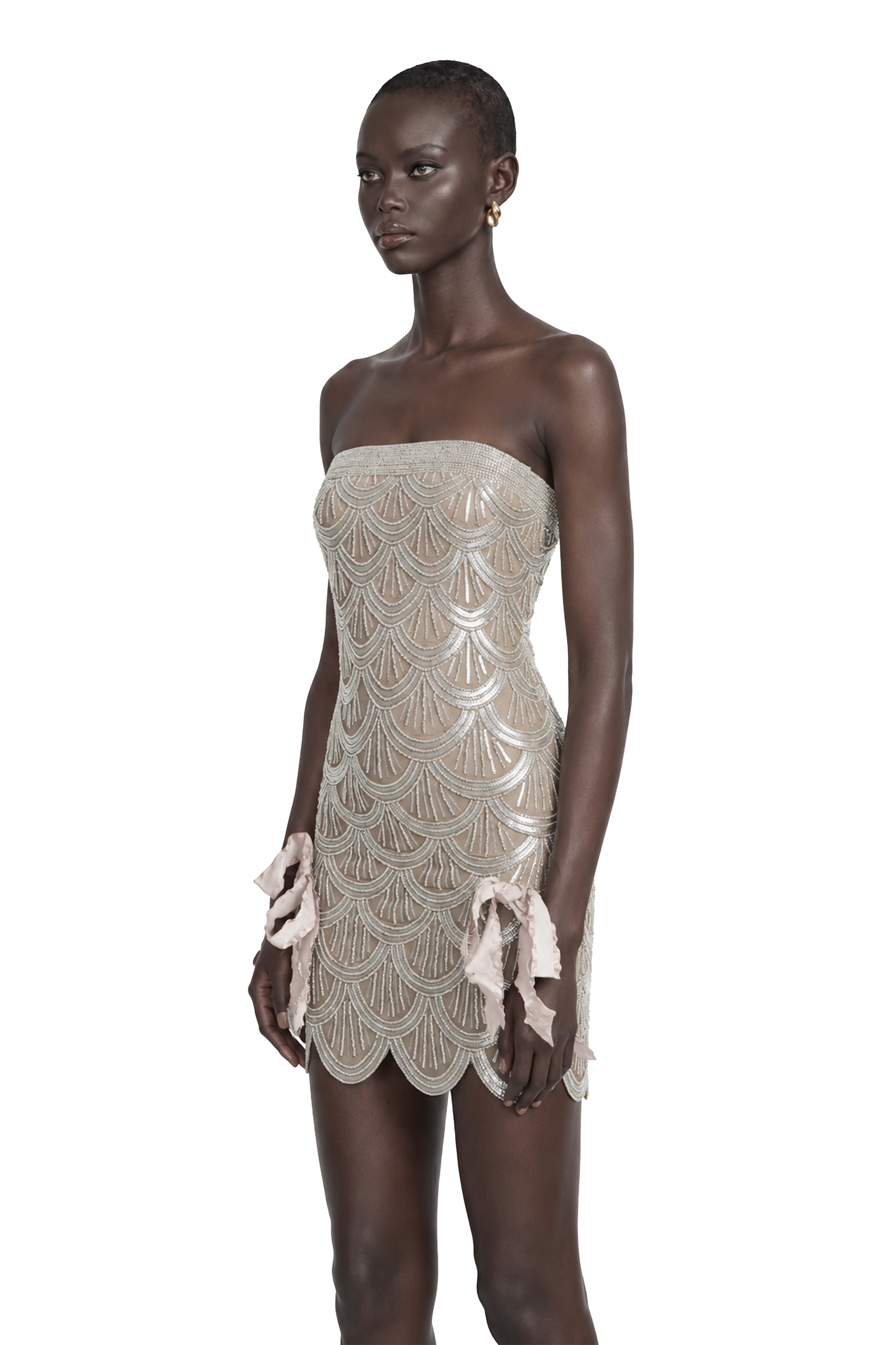 Astrid Brown Embellished Mini Dress