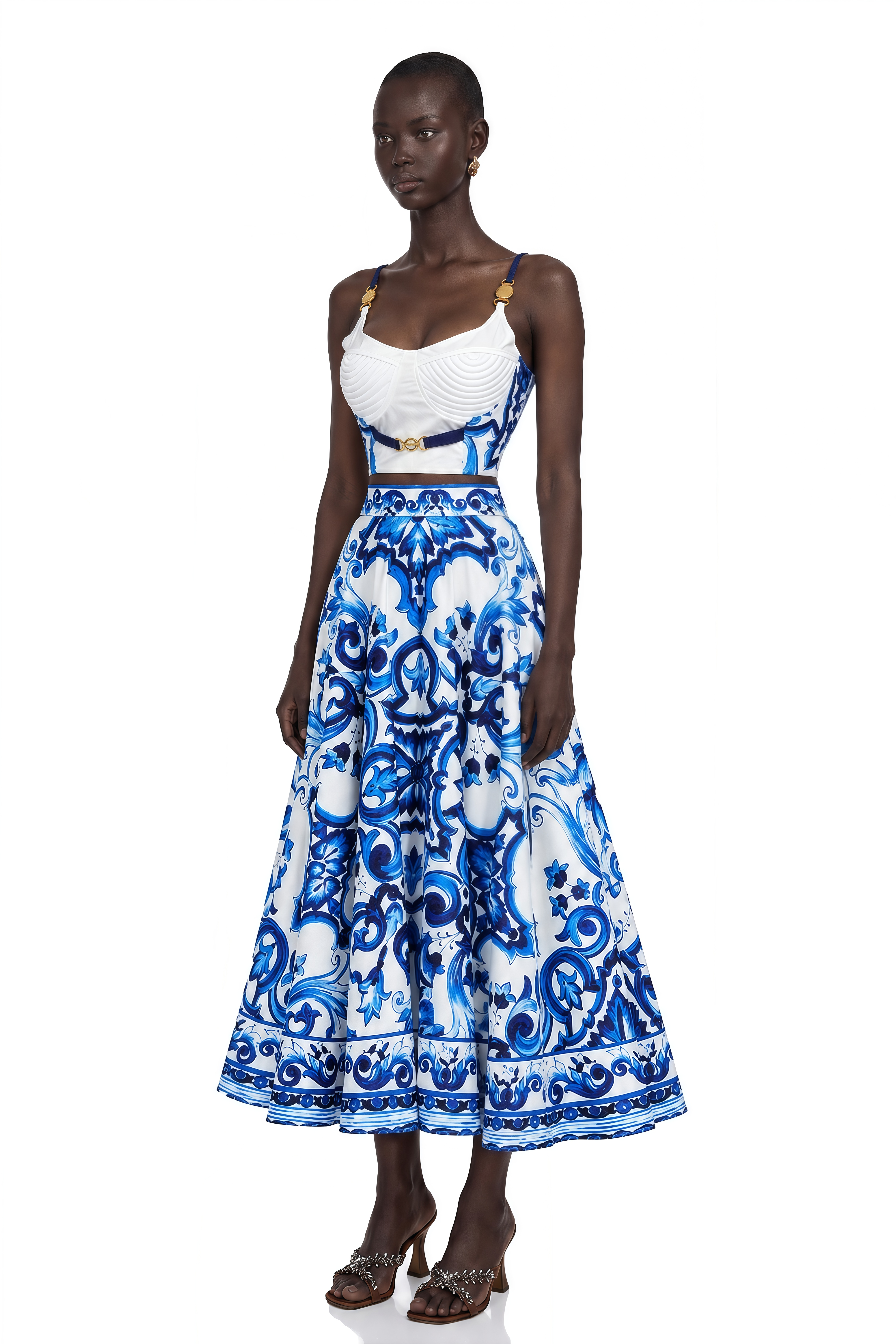 Allegra Graphic-Printed Top & Skirt Matching Set
