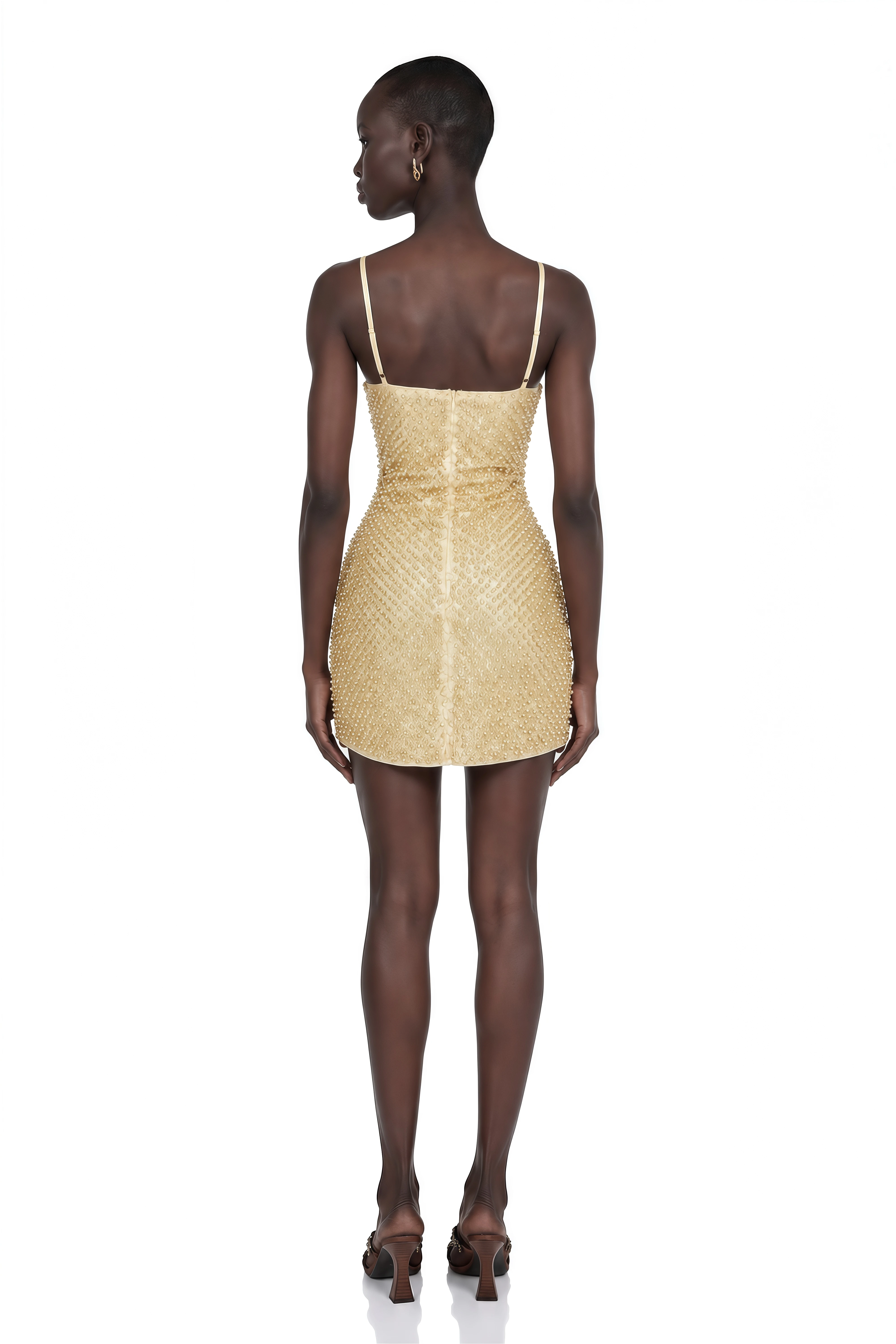 Gaia Gold Beaded Bodycon Mini Dress