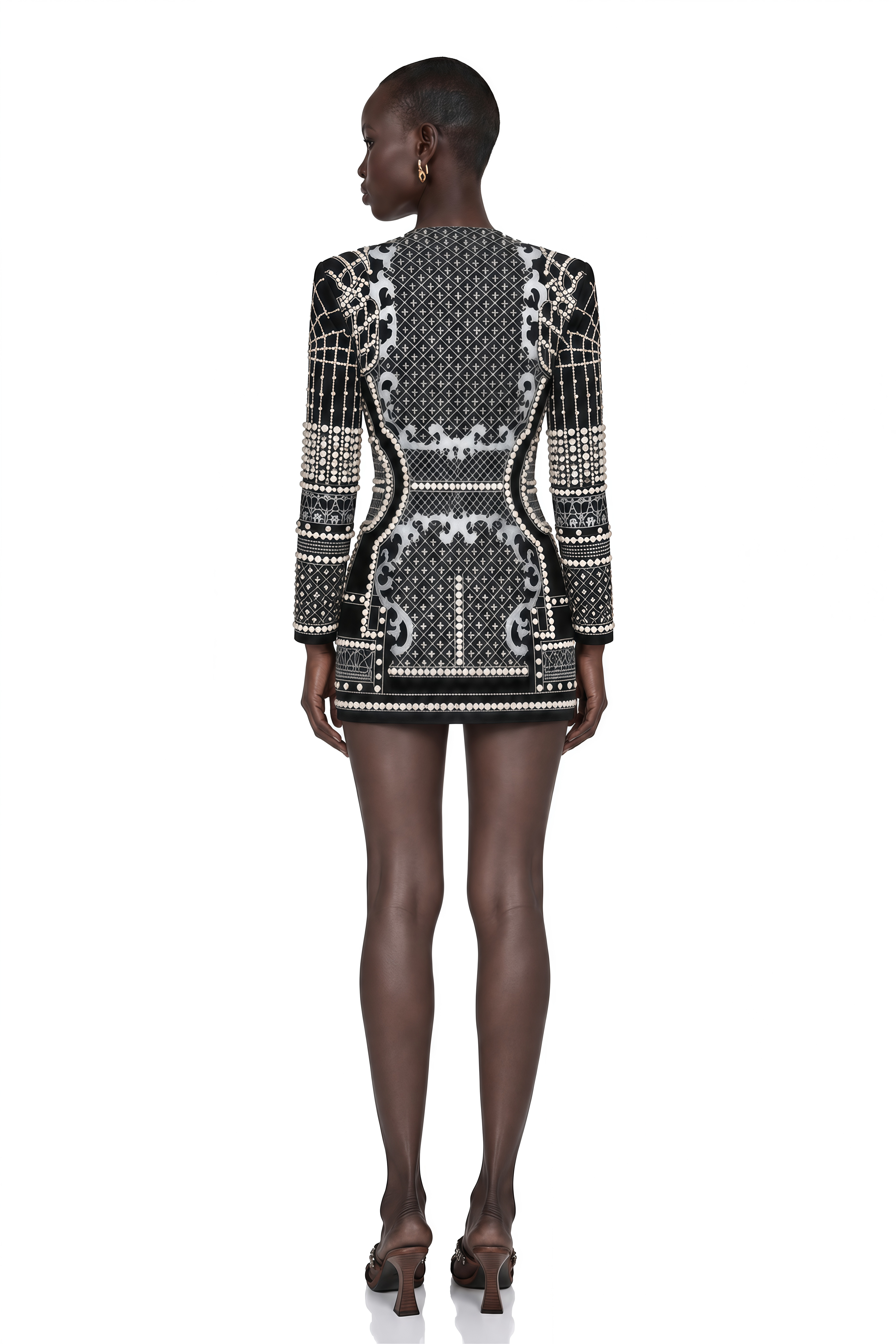 Catherine Pattern-Print V-Neck Blazer Dress