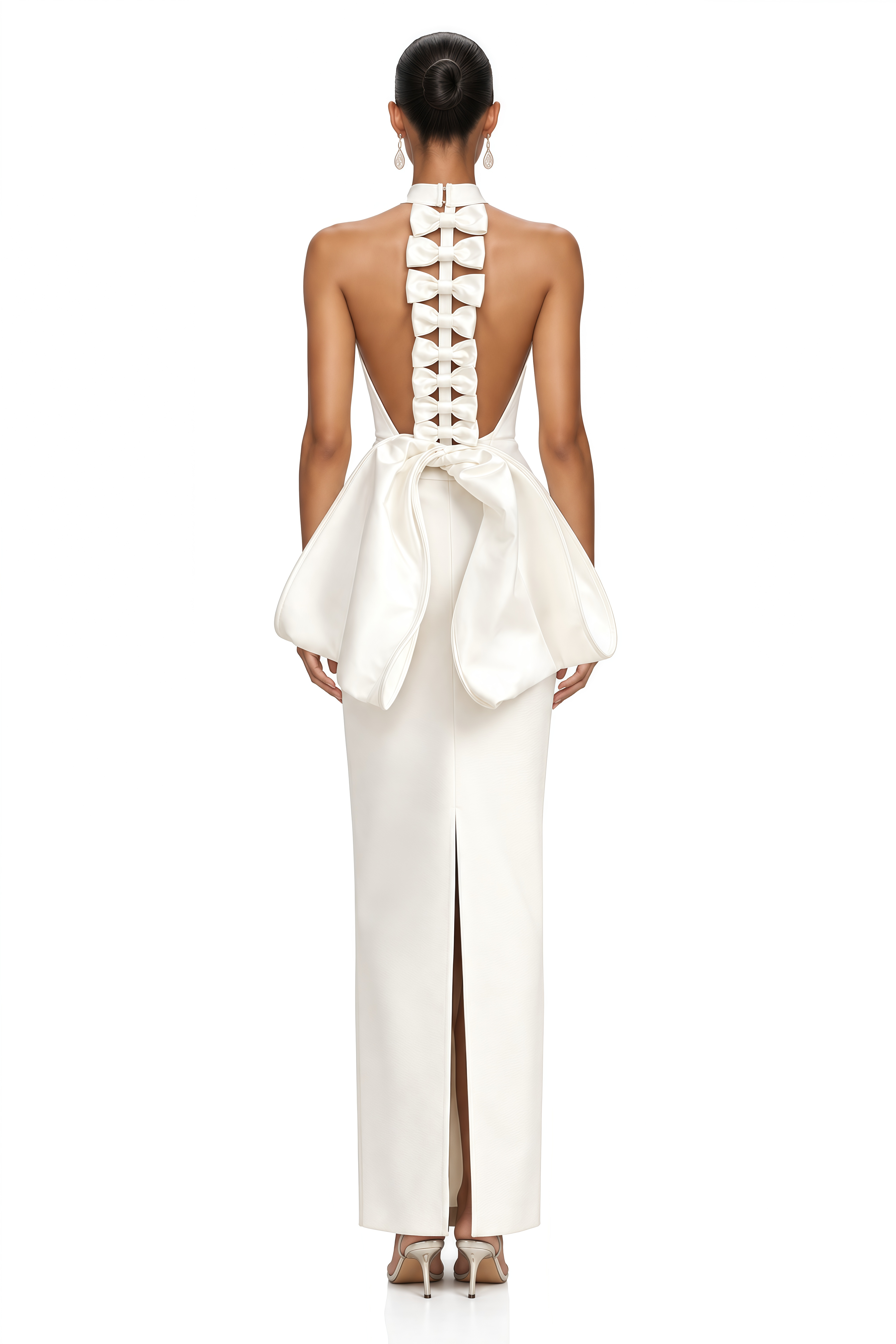 Capucine White Oversize-Bow Bandage Dress
